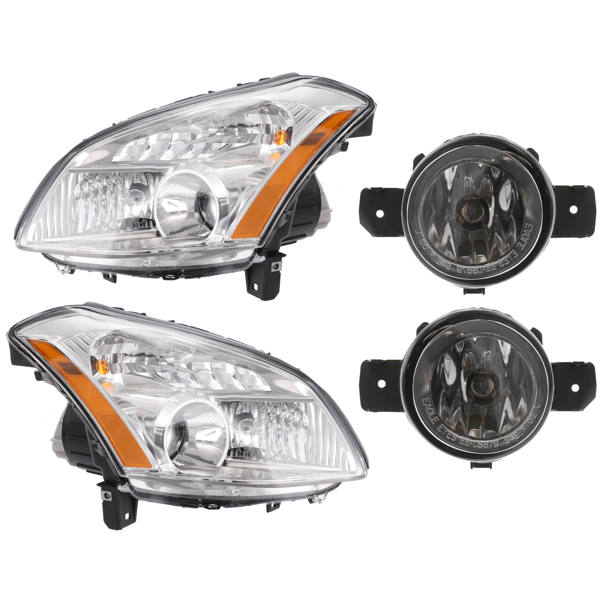 AM MAXIMA 07-08 HEAD LAMP RH AND LH 4 pc Kit Assembly Halogen with Fog Light SKU KIT 072126-254 Partslink NI2502179 NI2503179 NI2593122 NI2593117 NI2592122 NI2592117 OEM 26010ZK30B 26060ZK30B 261509B9