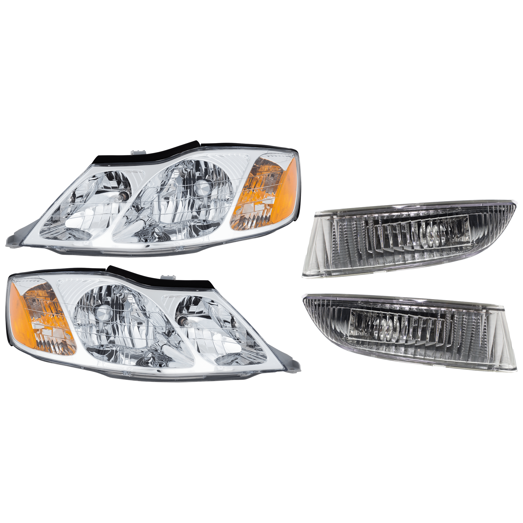 AM AVALON 03-04 HEAD LAMP RH AND LH 4 pc Kit Assembly Halogen with Fog Light SKU KIT 072126-257 Partslink TO2502132 TO2503132 TO2593113 TO2592113 OEM 81110AC040-81150AC040-81210070