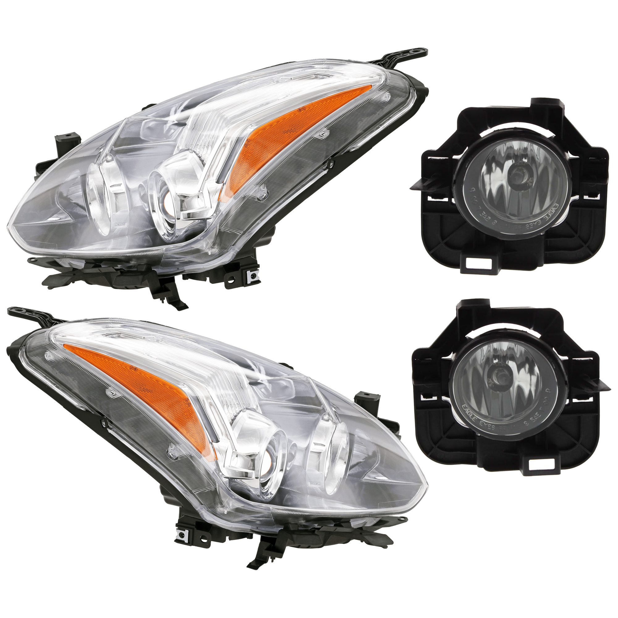 AM ALTIMA 10-12 HEAD LAMP RH AND LH 4 pc Kit Assembly Halogen with Fog Light SKU KIT 072126-259 Partslink NI2502191 NI2503191 NI2593132 NI2592132 OEM 26010ZX10B 26060ZX10B 261509B9