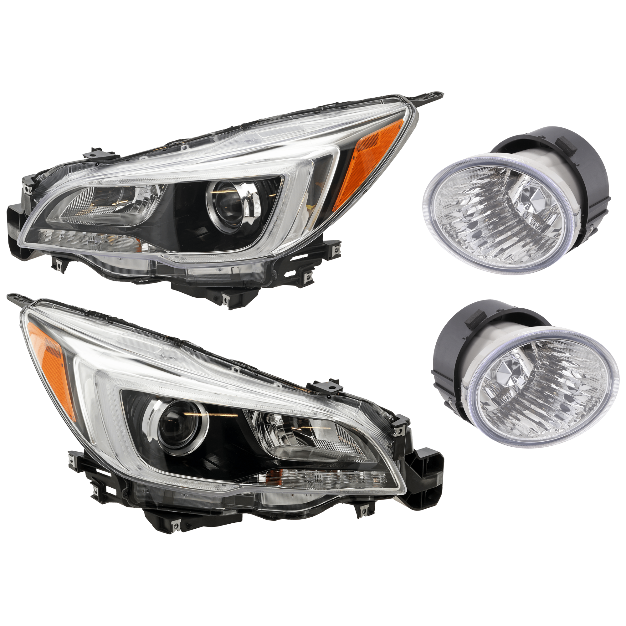 AM OUTBACK 15-17 HEAD LAMP RH AND LH 4 pc Kit Assembly Halogen with Fog Light SKU KIT 072126-262 Partslink SU2502149C SU2503149C SU2593123C SU2592123C OEM 84001AL02A 84001AL03A 84501AJ0