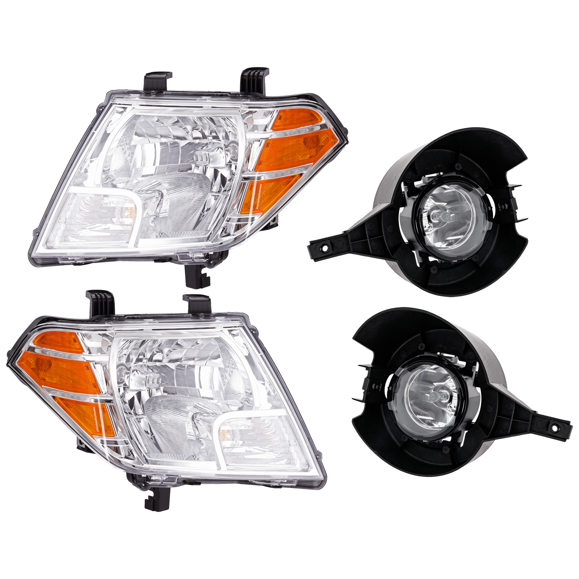AM FRONTIER 09-21 HEAD LAMP RH AND LH 4 pc Kit Assembly Halogen with Fog Light SKU KIT 072126-26 Partslink NI2502188 NI2503188 NI2593121 NI2592121 OEM 26010ZL40B 26060ZL40B 26150EA8