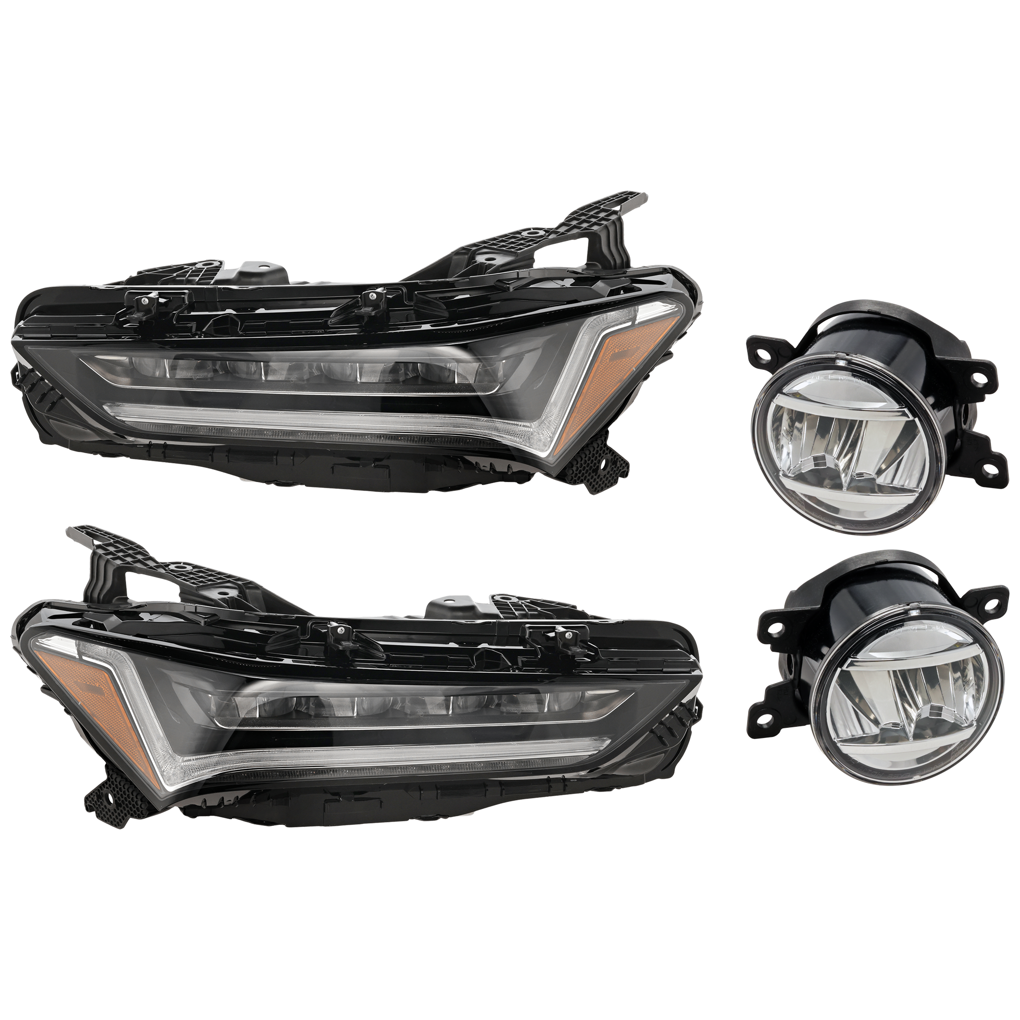 AM TLX 21-23 HEAD LAMP RH AND LH 4 pc Kit Assembly LED with Fog Light SKU KIT 072126-280 Partslink AC2502136 AC2503137 HO2593144 HO2592144 OEM 33100TGVA04-33100TGVA03-33150T