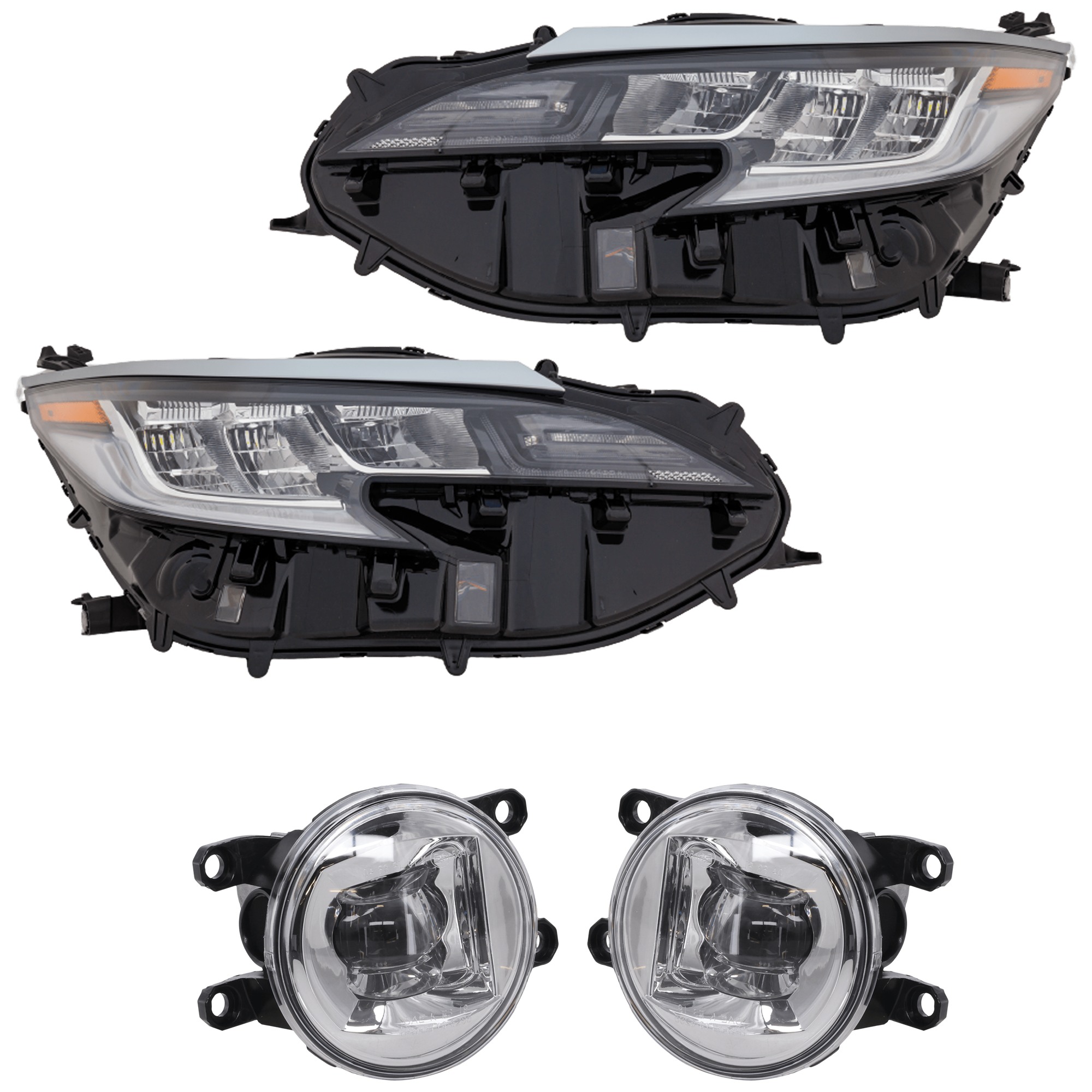 AM SIENNA 21-25 HEAD LAMP RH AND LH 4 pc Kit Assembly LED with Fog Light SKU KIT 072126-282 Partslink TO2502307 TO2503307 TO2593145 TO2592145 OEM 8111008120-8115008120-81210080