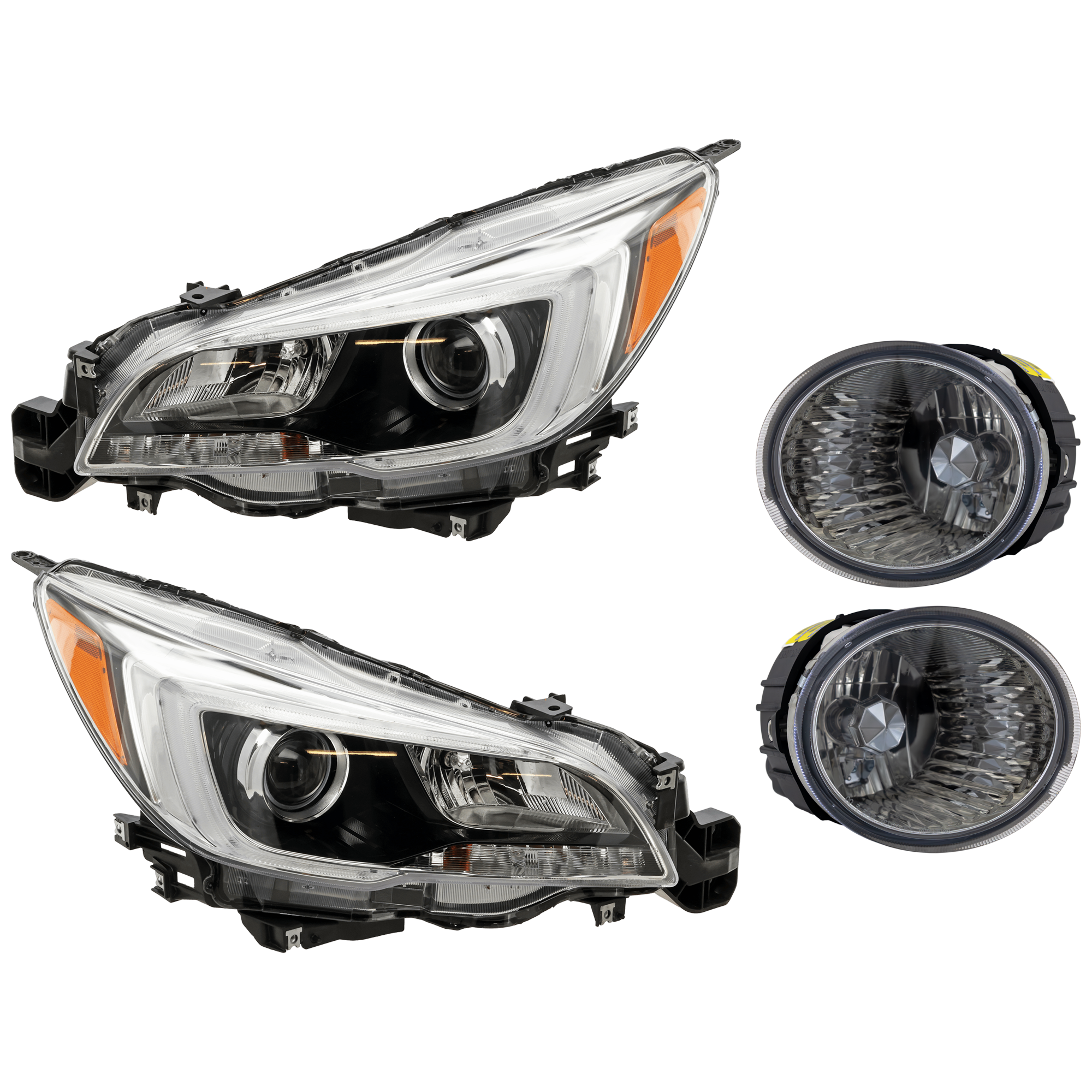 AM OUTBACK 15-17 HEAD LAMP RH AND LH 4 pc Kit Assembly Halogen with Fog Light SKU KIT 072126-286 Partslink SU2502149C SU2503149C SU2593125C SU2592125C OEM 84001AL02A 84001AL03A 84501AL0
