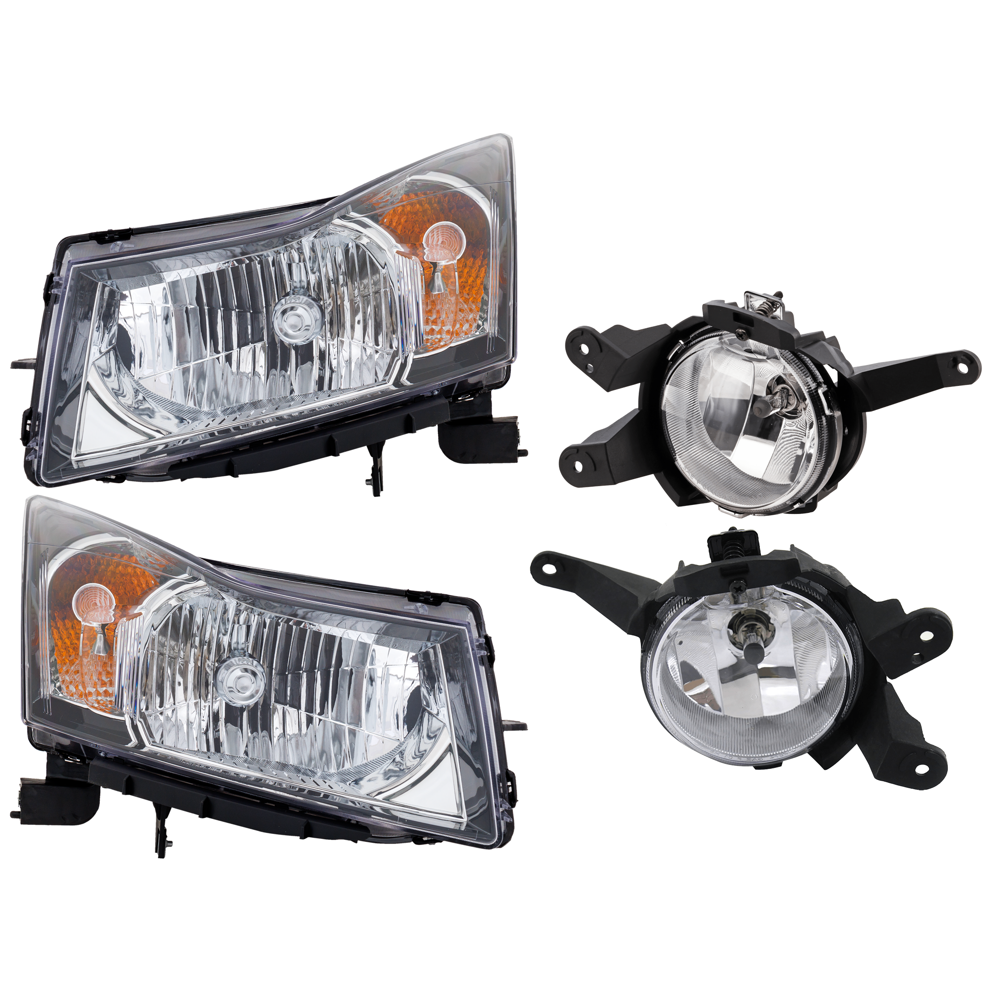 AM CRUZE 11-12 HEAD LAMP RH AND LH 4 pc Kit Assembly Halogen with Fog Light SKU KIT 072126-291 Partslink GM2502356 GM2502361 GM2503356 GM2503361 GM2593300 GM2592300 OEM 95900041-95291963-95900042-952