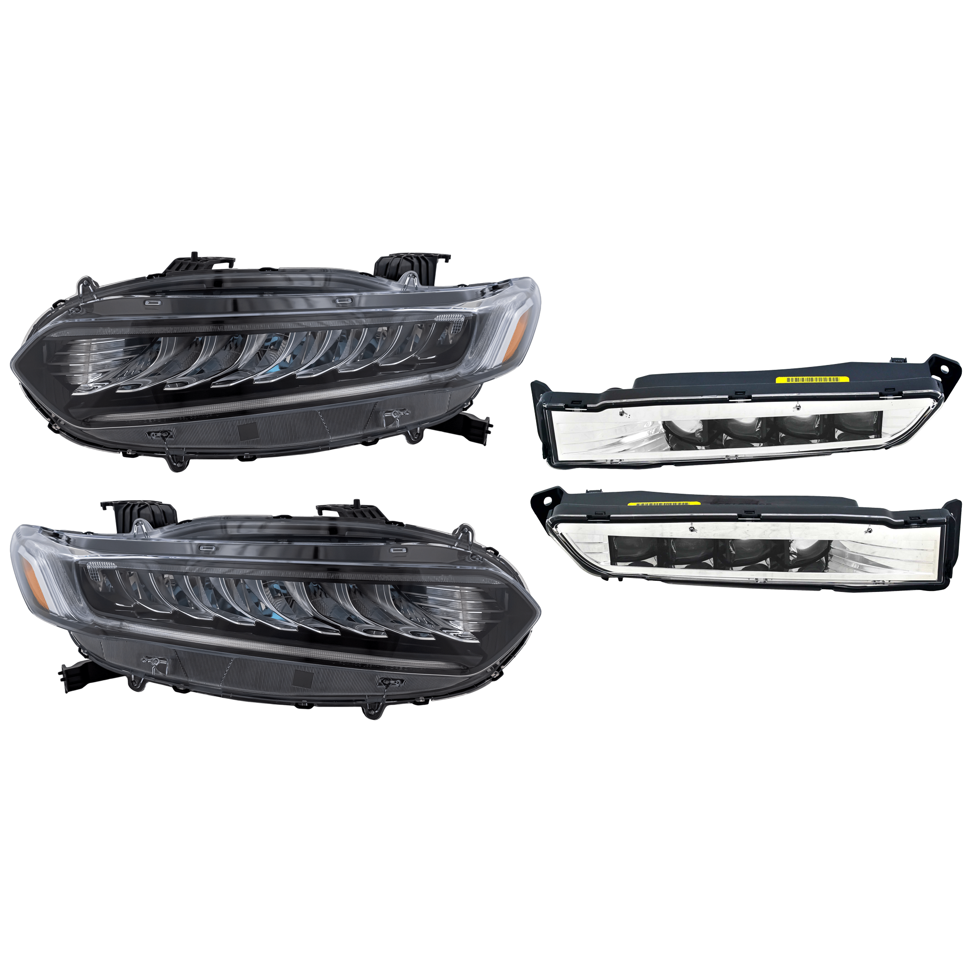 AM ACCORD 18-20 HEAD LAMP RH AND LH 4 pc Kit Assembly LED with Fog Light SKU KIT 072126-297 Partslink HO2502194C HO2503194C HO2593145C HO2592145C OEM 33100TVAA61-33150TVAA61-33900T