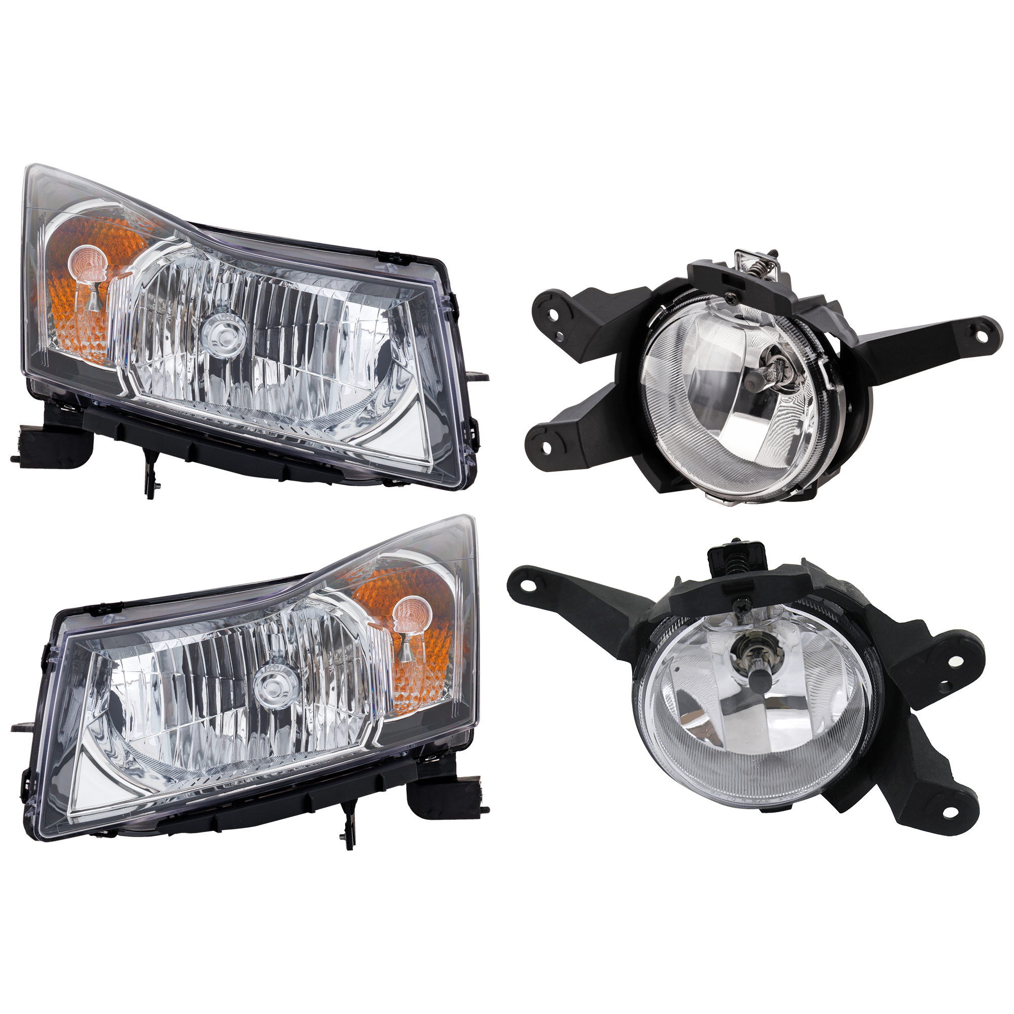 AM CRUZE 12-12 HEAD LAMP RH AND LH 4 pc Kit Assembly Halogen with Fog Light SKU KIT 072126-332 Partslink GM2502356 GM2502361 GM2503361 GM2503356 GM2593300 GM2592300 OEM 95291964-95900042-95900041-952