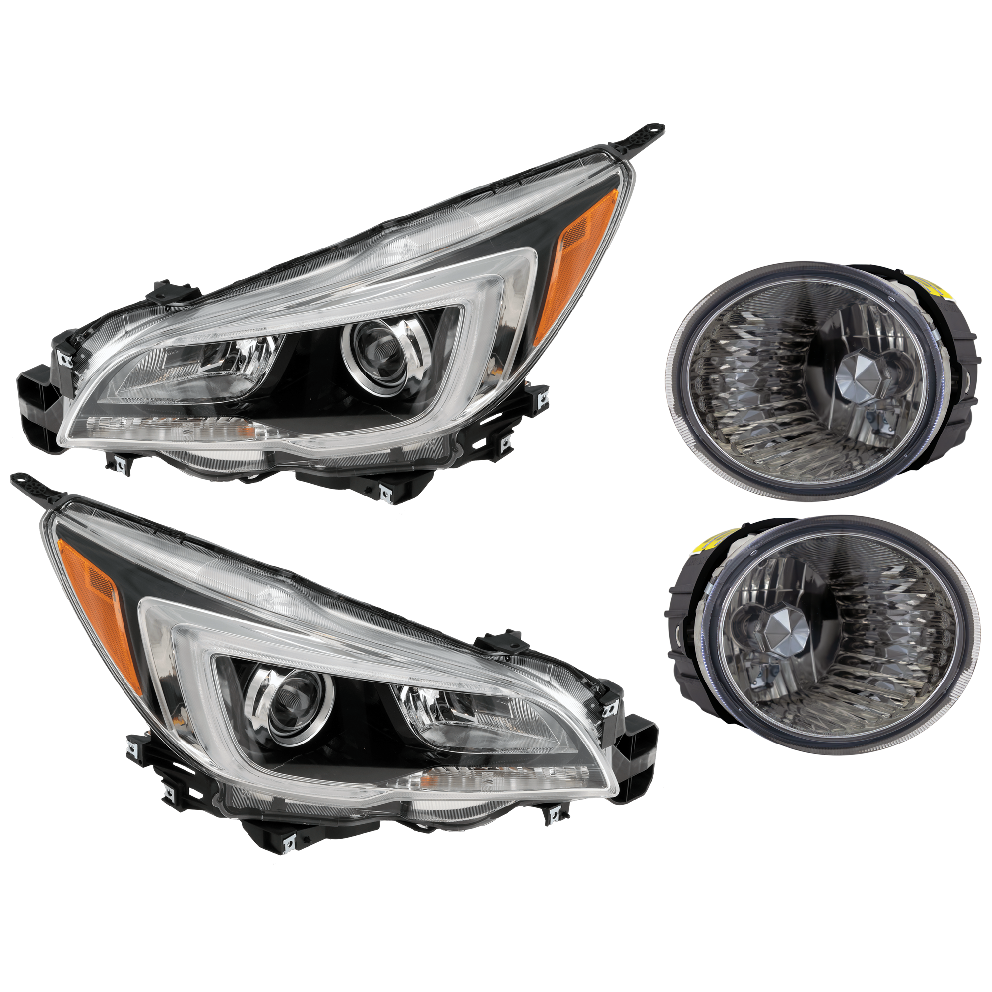 AM OUTBACK 15-17 HEAD LAMP RH AND LH 4 pc Kit Assembly Halogen with Fog Light SKU KIT 072126-340 Partslink SU2502149 SU2503149 SU2593125 SU2592125 OEM 84001AL02A 84001AL03A 84501AL0