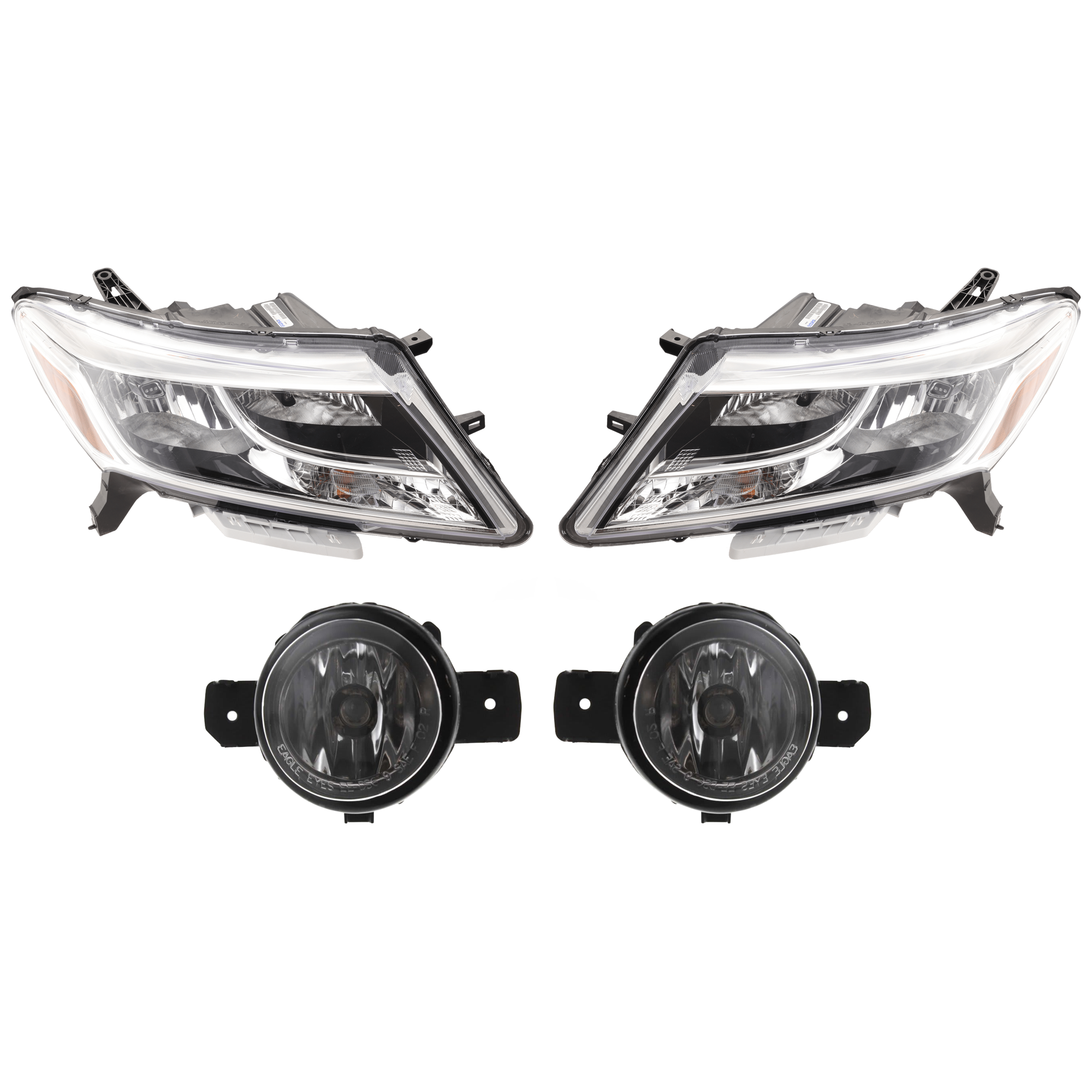 AM PATHFINDER 13-16 HEAD LAMP RH AND LH 4 pc Kit Assembly Halogen with Fog Light SKU KIT 072126-356 Partslink NI2502221 NI2503221 NI2593122 NI2593117 NI2592122 NI2592117 OEM 260103KA0B 260603KA0B 261509B9