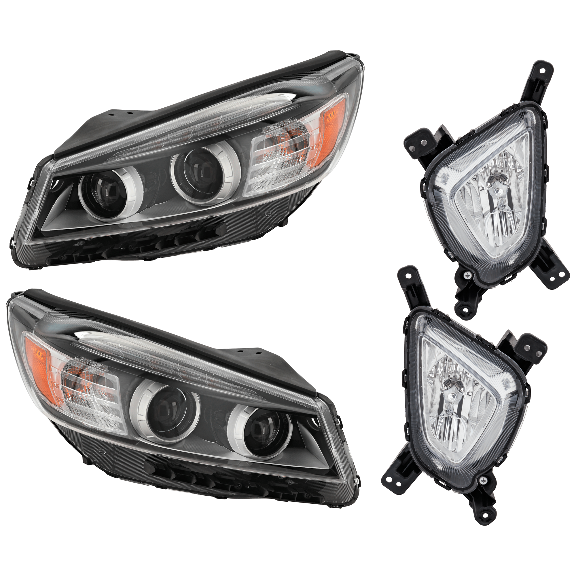 AM SORENTO 16-18 HEAD LAMP RH AND LH 4 pc Kit Assembly Halogen with Fog Light SKU KIT 072126-36 Partslink KI2502186 KI2503186 KI2593137 KI2592137 OEM 92101C6010-92102C6010-92202C60