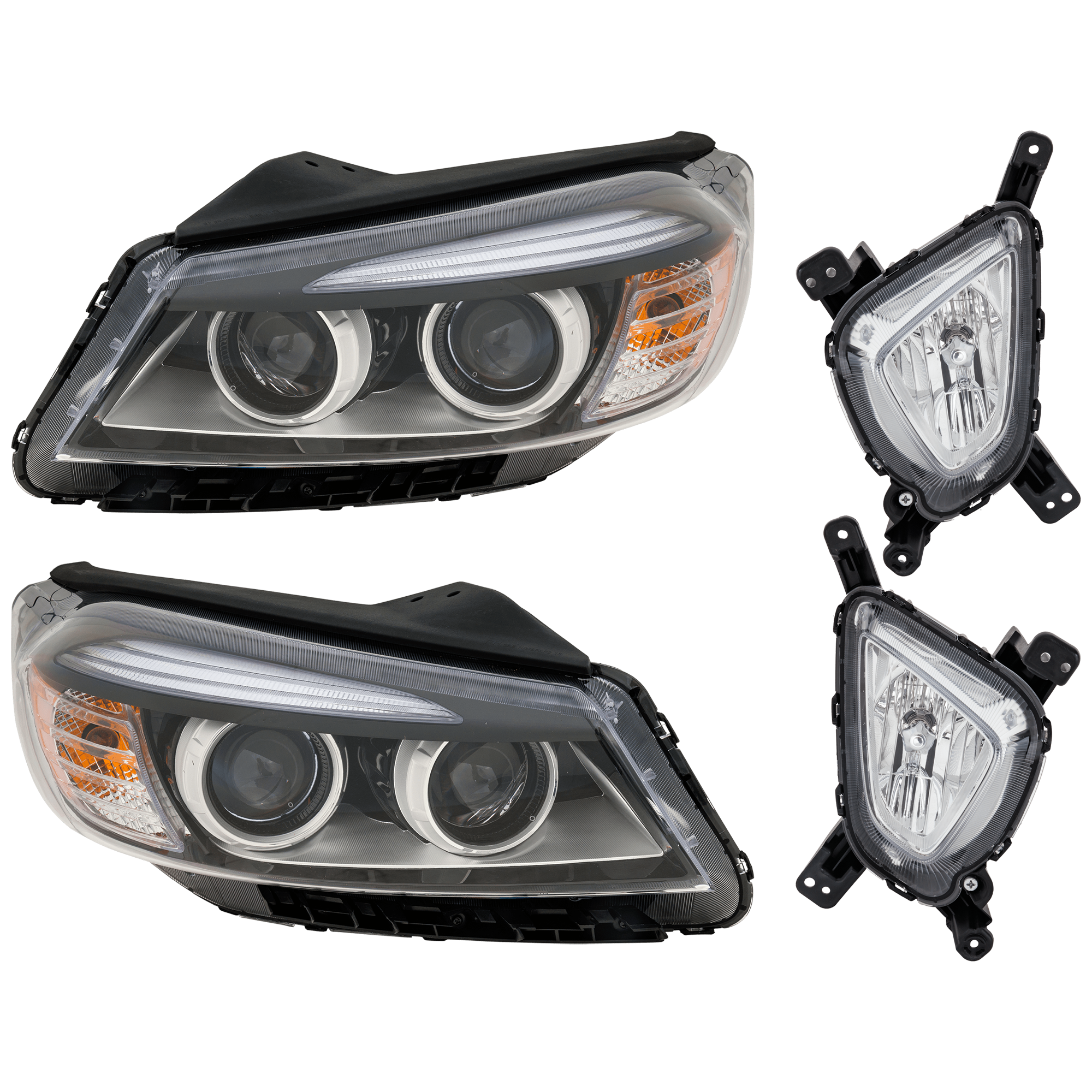 AM SORENTO 16-18 HEAD LAMP RH AND LH 4 pc Kit Assembly Halogen with Fog Light SKU KIT 072126-37 Partslink KI2502186 KI2503185 KI2593137 KI2592137 OEM 92101C6010-92102C6000-92202C60
