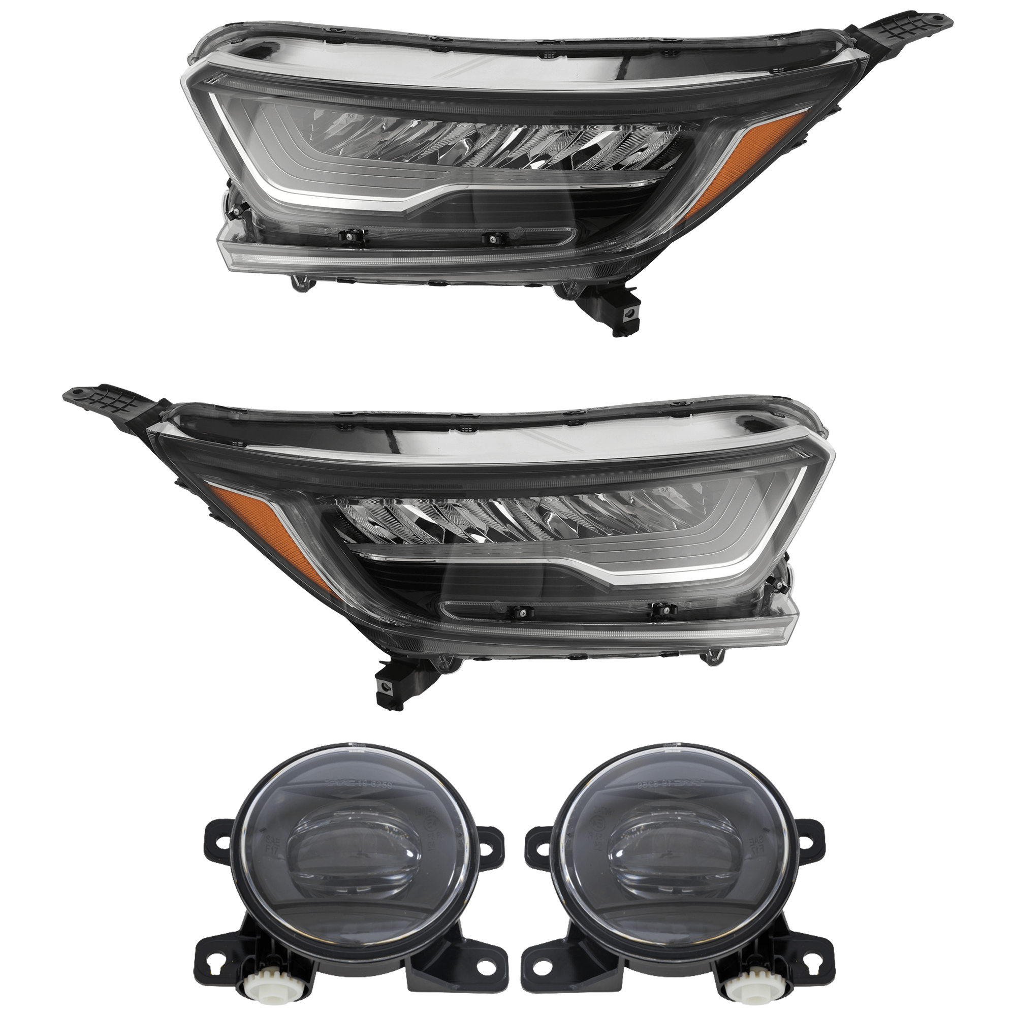 AM CR V 20-22 HEAD LAMP RH AND LH 4 pc Kit Assembly LED with Fog Light SKU KIT 072126-396 Partslink HO2502182 HO2503182 HO2593147 HO2592147 OEM 33100TLAA11-33150TLAA11-33900T