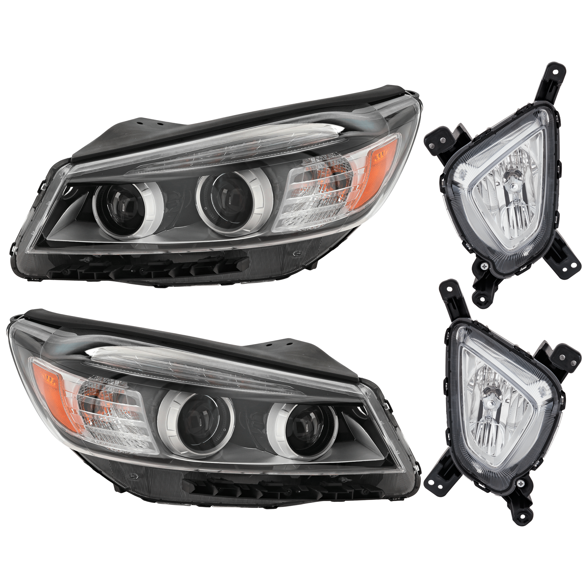 AM SORENTO 16-18 HEAD LAMP RH AND LH 4 pc Kit Assembly Halogen with Fog Light SKU KIT 072126-67 Partslink KI2502186C KI2503186C KI2592137C KI2593137C OEM 92101C6010-92102C6010-92201C60