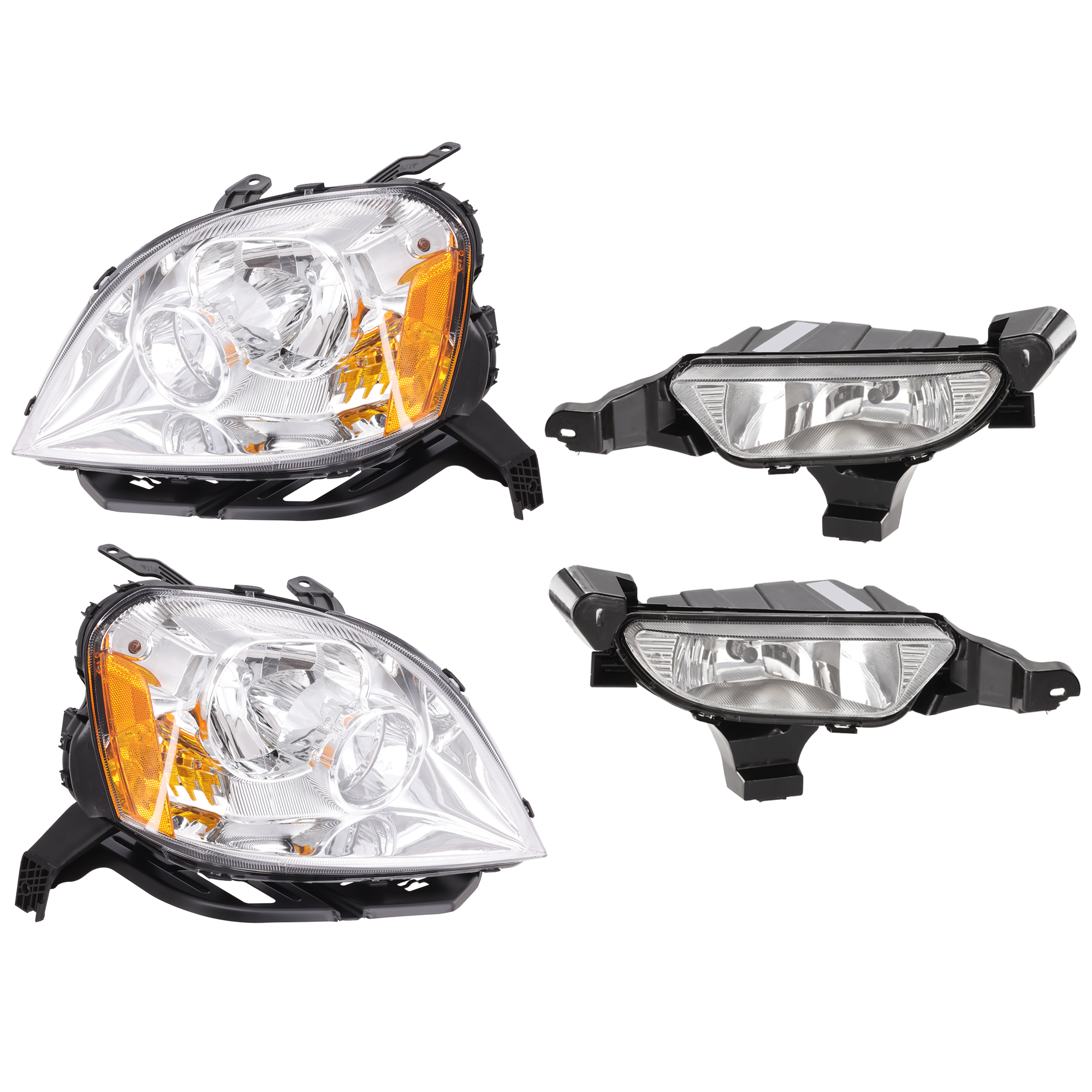 AM FIVE HUNDRED 05-07 HEAD LAMP RH AND LH 4 pc Kit Assembly Halogen with Fog Light SKU KIT 072126-81 Partslink FO2502221 FO2503221 FO2593208 FO2592208 OEM 6G1Z13008A 6G1Z13008B 5G1Z1520