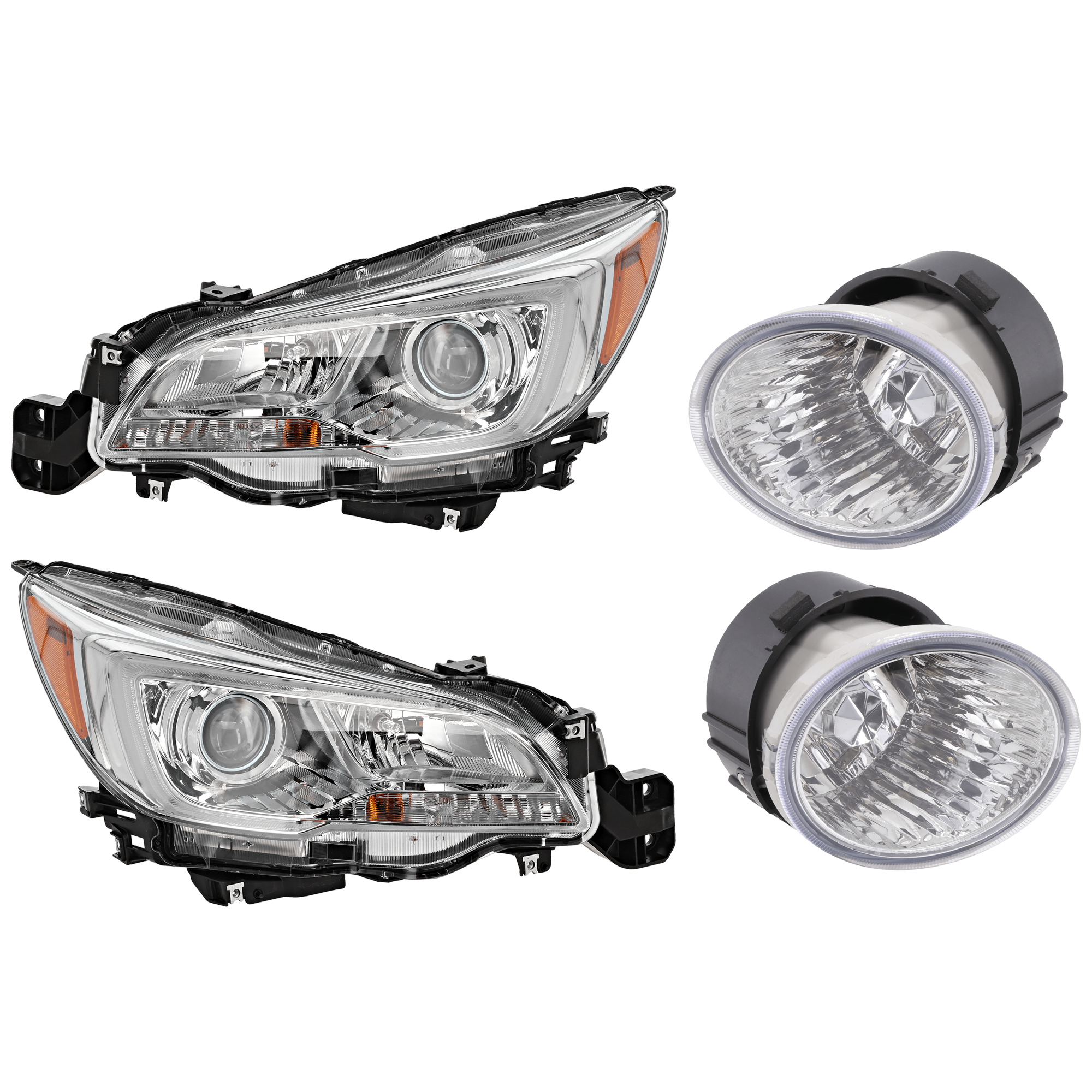 AM OUTBACK 15-17 HEAD LAMP RH AND LH 4 pc Kit Assembly Halogen with Fog Light SKU KIT 072126-85 Partslink SU2502151 SU2503151 SU2593123 SU2592123 OEM 84001AL02A PFM 84001AL00A 8400
