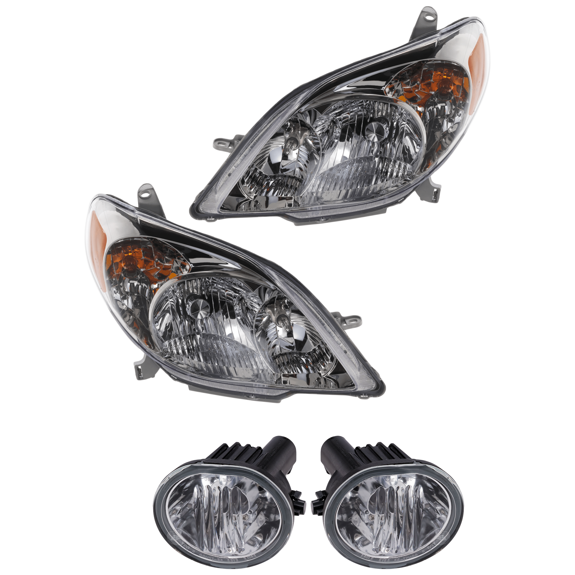 AM MATRIX 03-08 HEAD LAMP RH AND LH 4 pc Kit Assembly Halogen with Fog Light SKU KIT 072226-102 Partslink TO2502140 TO2503140 TO2593116 TO2592116 OEM 8111002210-8115002220-81210010