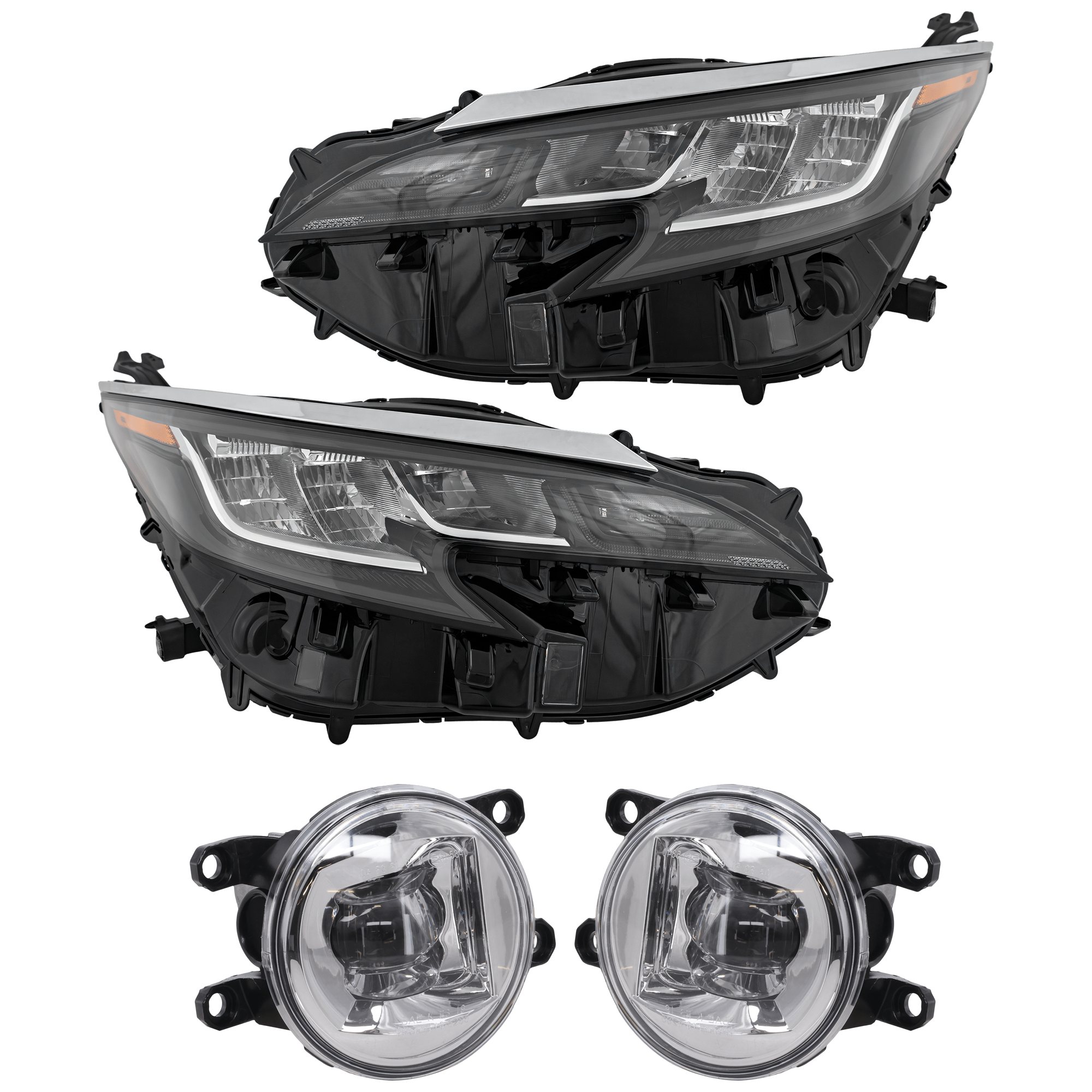 AM SIENNA 21-23 HEAD LAMP RH AND LH 4 pc Kit Assembly LED with Fog Light SKU KIT 072226-130 Partslink TO2502306 TO2503306 TO2593145 TO2592145 OEM 8111008100-8115008100-81210080