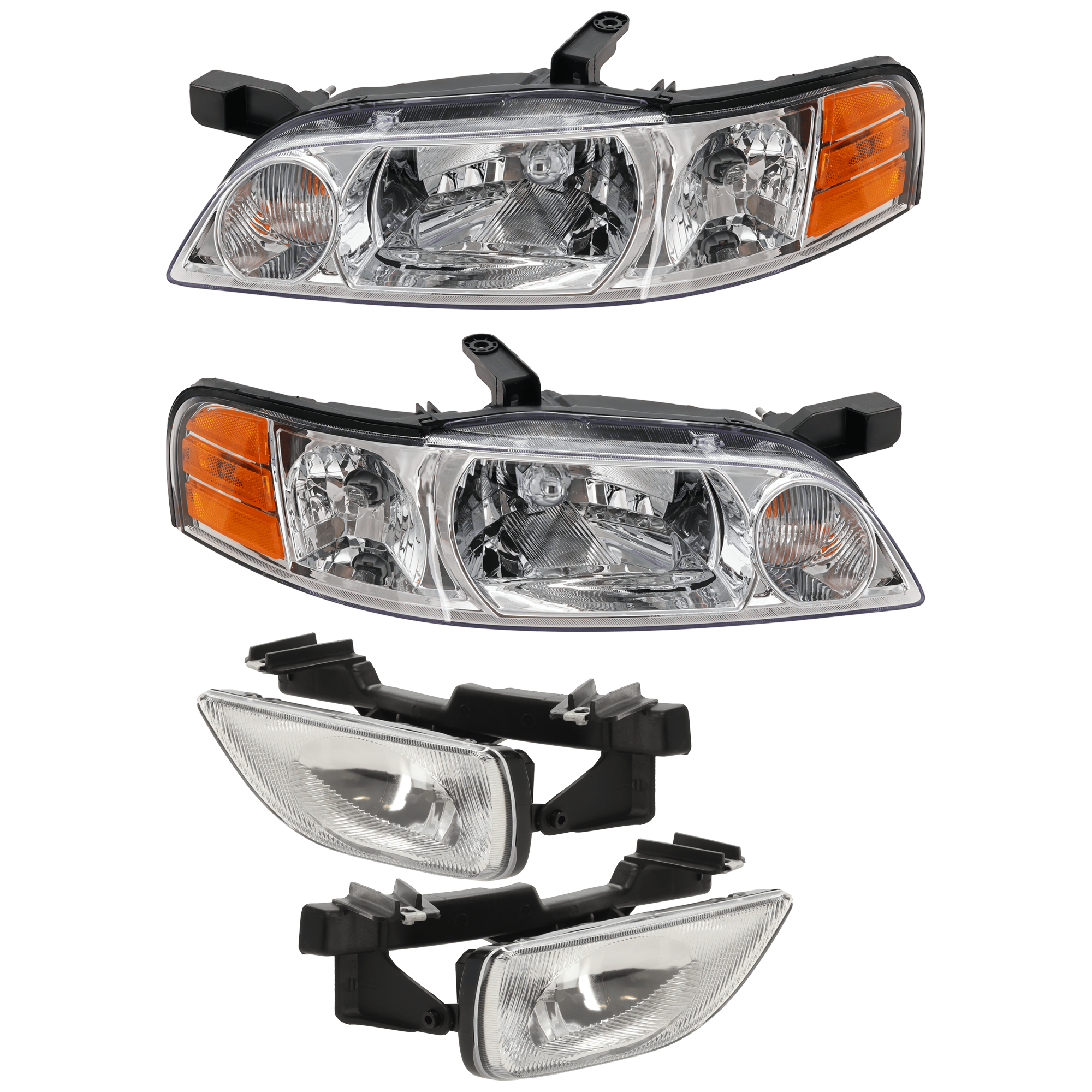 AM ALTIMA 00-01 HEAD LAMP RH AND LH 4 pc Kit Assembly Halogen with Fog Light SKU KIT 072226-131 Partslink NI2502126 NI2503126 NI2593105 NI2592105 OEM 260100Z825-260600Z825-261500Z9