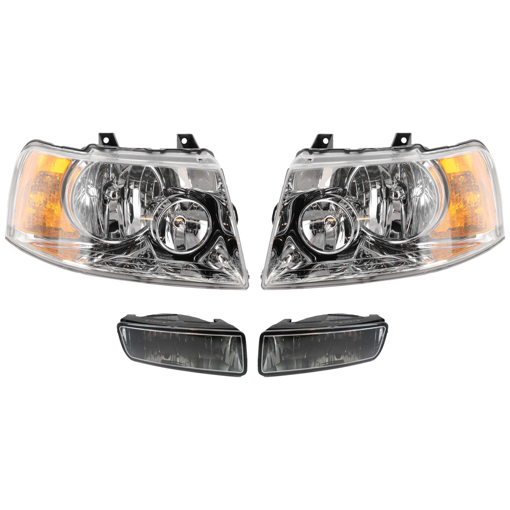 AM EXPEDITION 04-06 HEAD LAMP RH AND LH 4 pc Kit Assembly Halogen with Fog Light SKU KIT 072226-171 OEM 6L1Z13008AA 6L1Z13008BA 4L1Z15