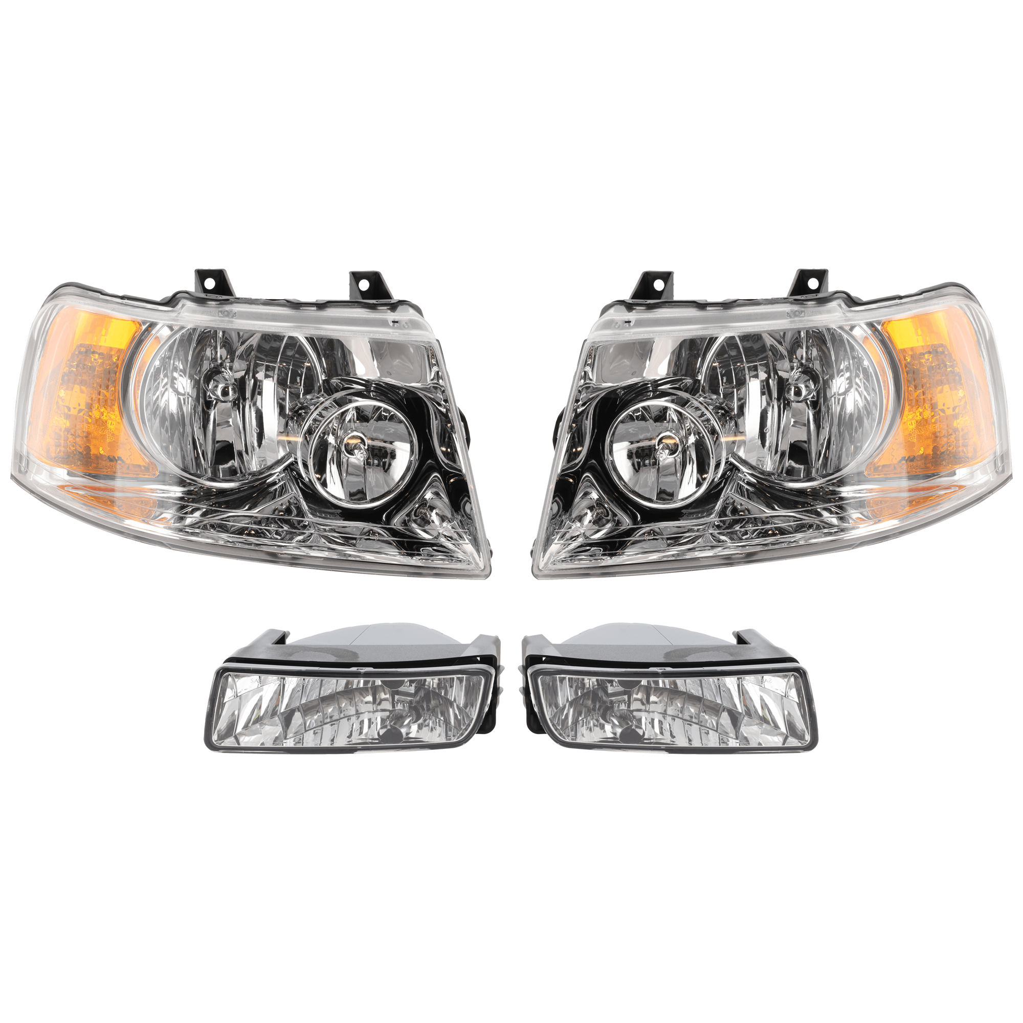 AM EXPEDITION 04-06 HEAD LAMP RH AND LH 4 pc Kit Assembly Halogen with Fog Light SKU KIT 072226-175 Partslink FO2502181 FO2503181 FO2593189 OEM 6L1Z13008AA 6L1Z13008BA 2L1Z15
