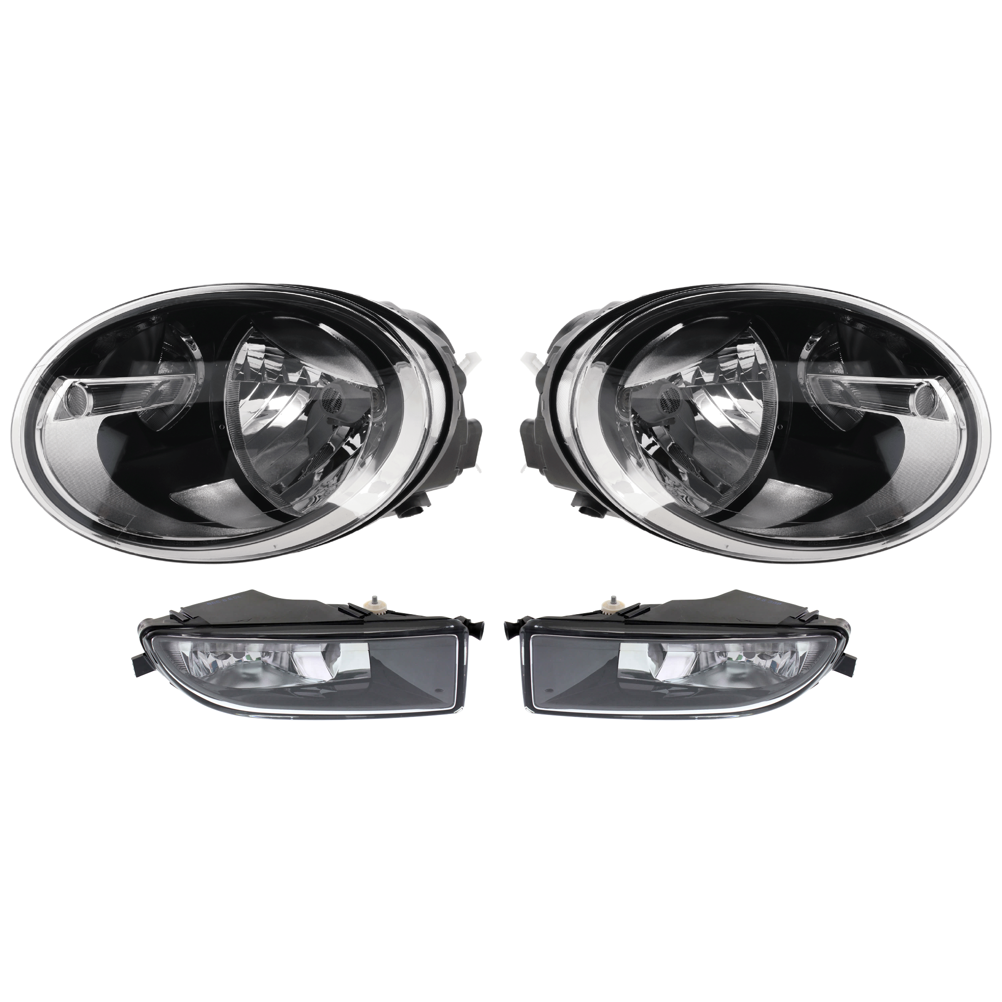 AM BEETLE 12-19 HEAD LAMP RH AND LH 4 pc Kit Assembly Halogen with Fog Light SKU KIT 072226-182 Partslink VW2502147 VW2503147 VW2593122 VW2592122 OEM 5C1941005-5C1941006-5C5941700C