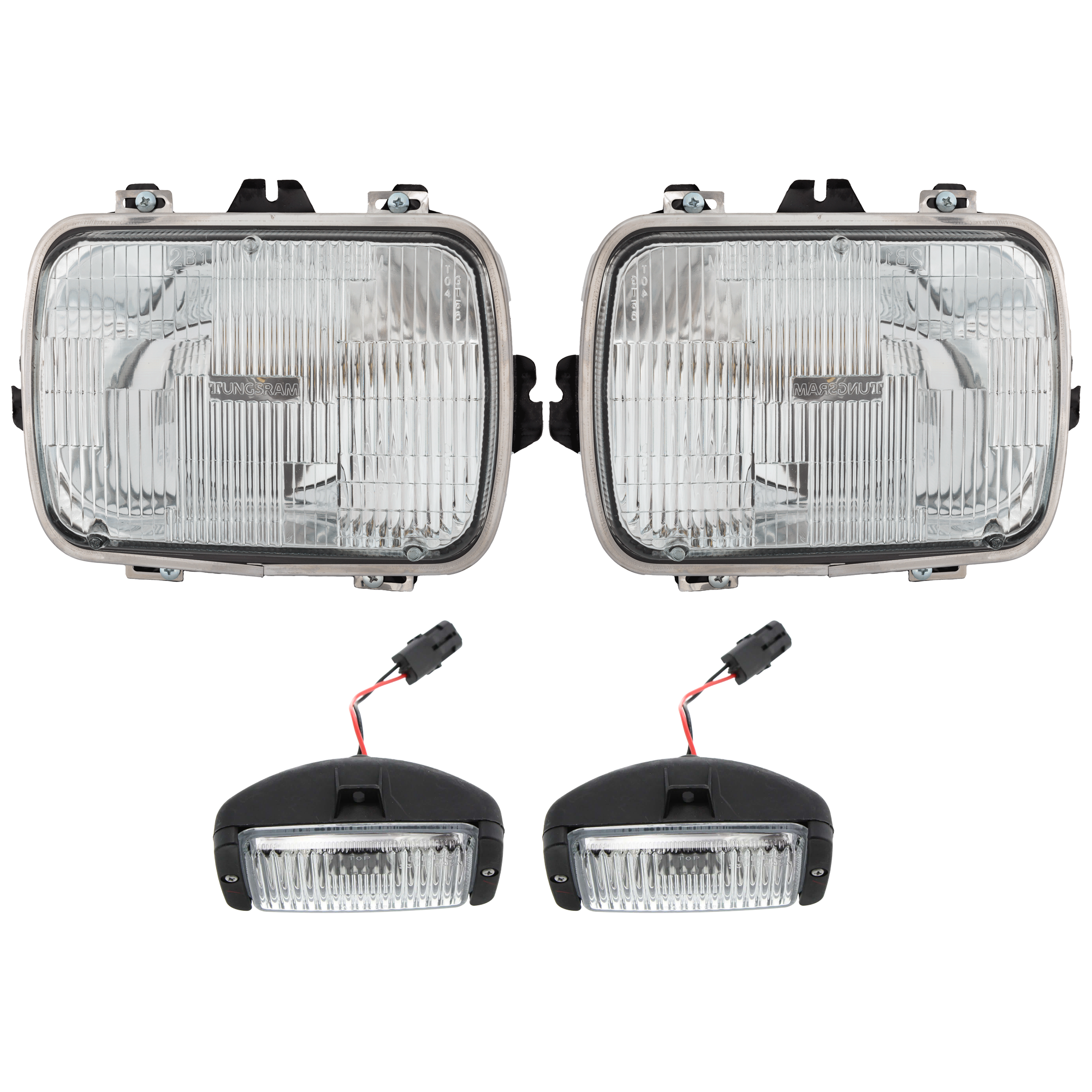 AM S10-82-93 S10 BLAZER 83-94 HEAD LAMP RH AND LH 4 pc Kit Assembly Halogen with Fog Light SKU KIT 072226-199 Partslink GM2500112 GM2596101 OEM 25949657-16502945