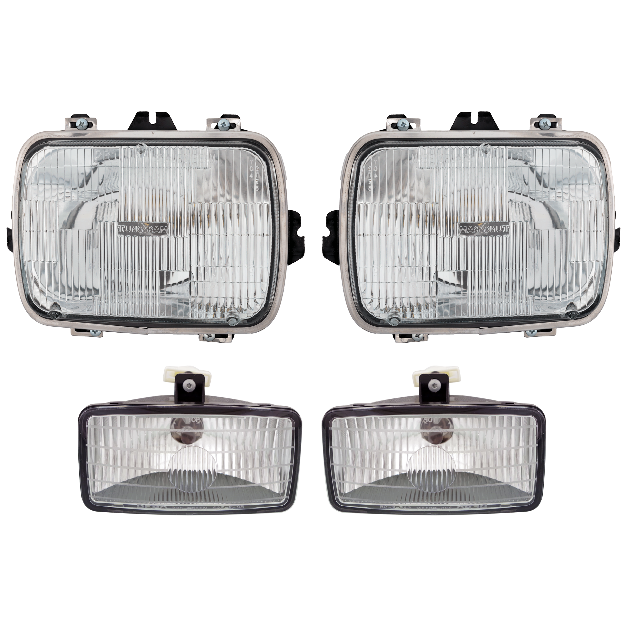 AM TAHOE 95-00 C3500HD 98-00 HEAD LAMP RH AND LH 4 pc Kit Assembly Halogen with Fog Light SKU KIT 072226-201 Partslink GM2500112 GM2592139 OEM 25949657-12477563
