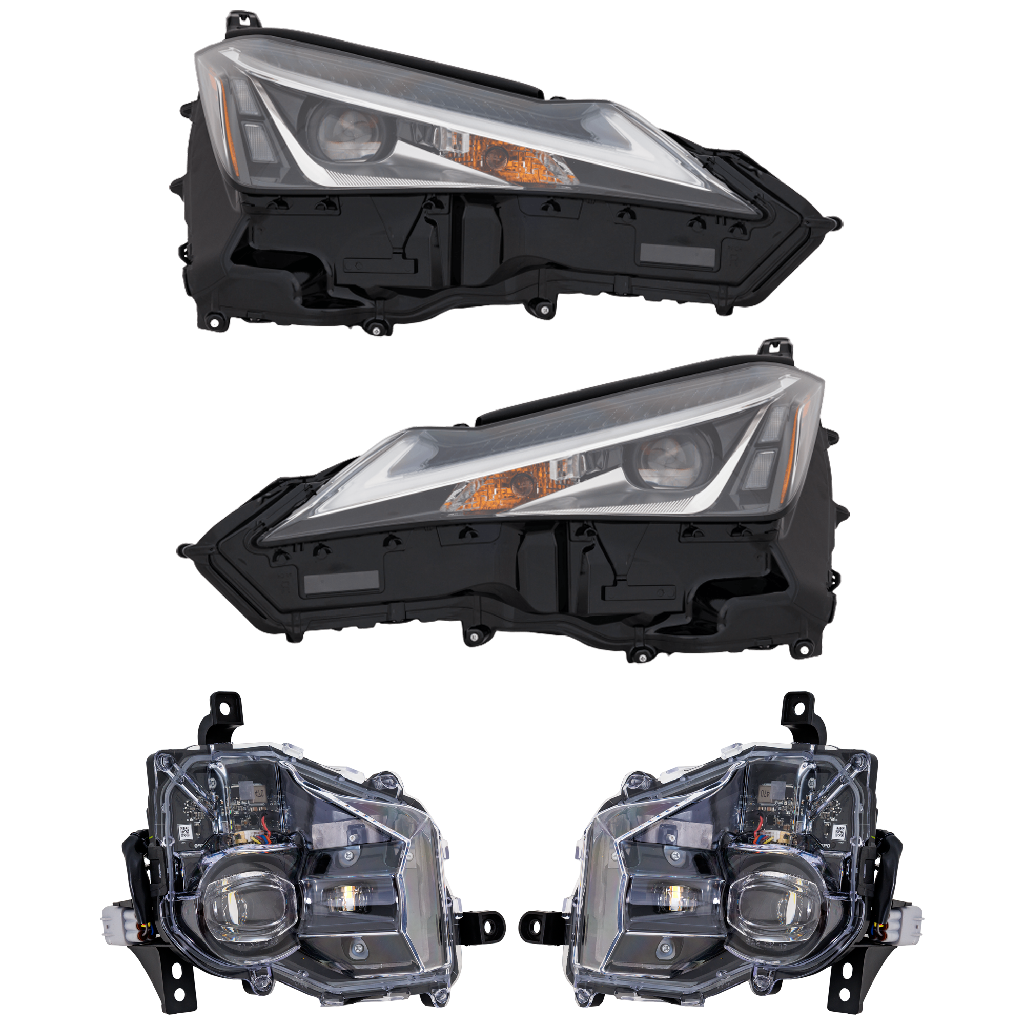 AM UX250H UX200-19-22 HEAD LAMP RH AND LH 4 pc Kit Assembly LED with Fog Light SKU KIT 072226-60 Partslink LX2502189 LX2503189 LX2593124 LX2592124 OEM 8114576231-8114576230-81185762