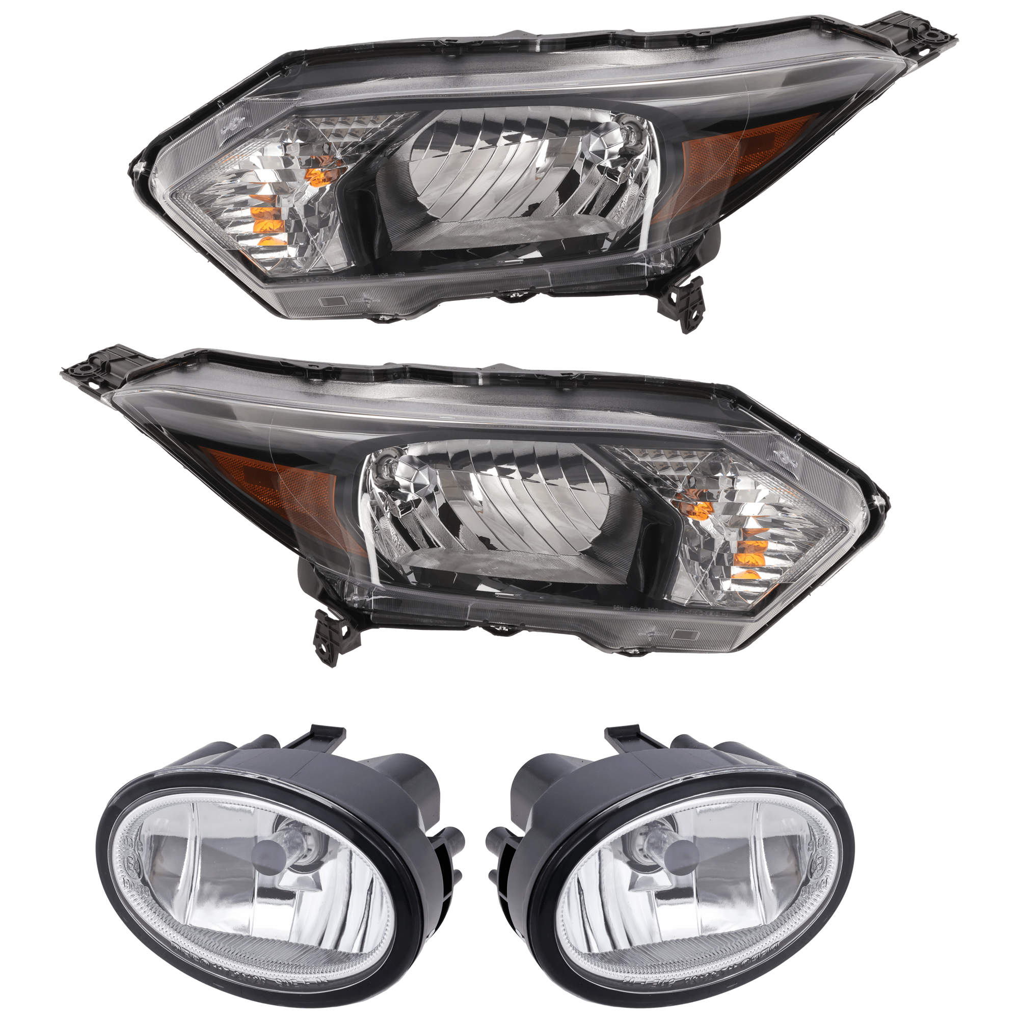 AM HR V 16-18 HEAD LAMP RH AND LH 4 pc Kit Assembly Halogen with Fog Light SKU KIT 072226-83 Partslink HO2502171 HO2503171 HO2593141 HO2592141 OEM 33100T7SA01-33150T7SA01-33900T