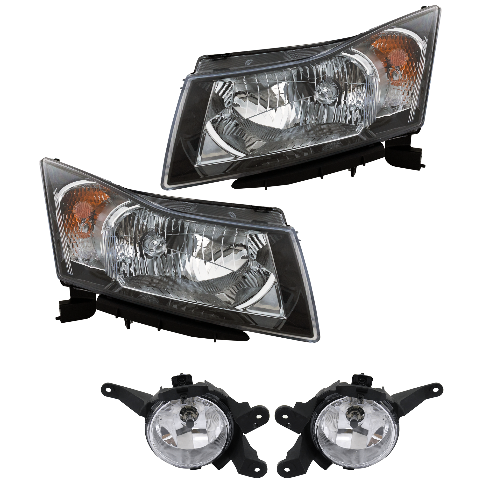 AM CRUZE 12-15 HEAD LAMP RH AND LH 4 pc Kit Assembly Halogen with Fog Light SKU KIT 072226-84 Partslink GM2502361 GM2502356 GM2503361 GM2503356 GM2593300 GM2592300 OEM 95291963-95900041-95291964-959