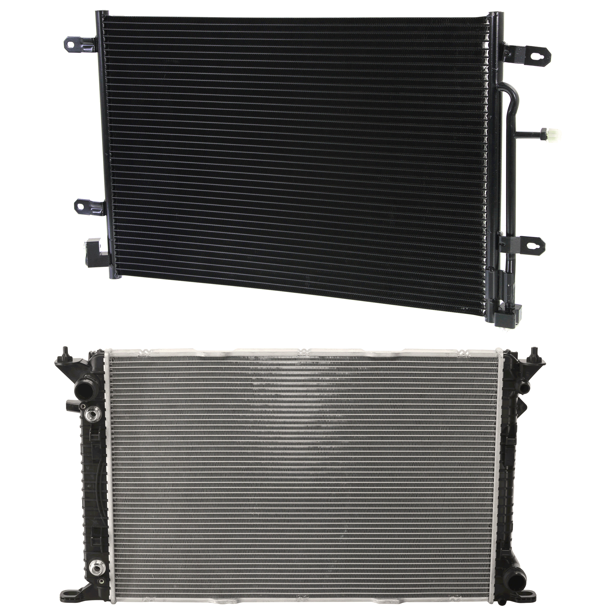 AM A4 QUATTRO 09-09 A C CONDENSER RADIATOR KIT 2 pc kit 3.2L Eng. 6 Cyl. SKU KIT 072324-133 Partslink AU3030127 AU3010147 OEM 8E0260403T 8K0121251AL