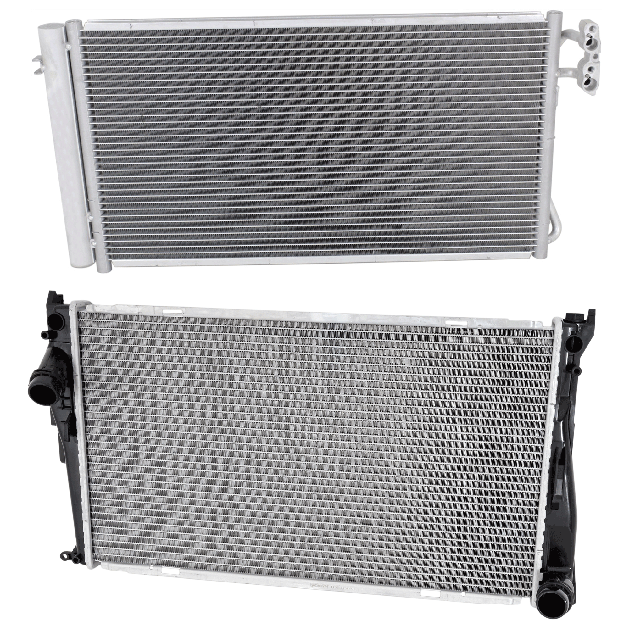 AM 3 SERIES 07-13 Z4-09-16 A C CONDENSER RADIATOR KIT 2 pc kit 3.0L Eng. 6 Cyl. SKU KIT 072324-142 Partslink BM3030125 BM3010148 OEM 64539229021-17117547059