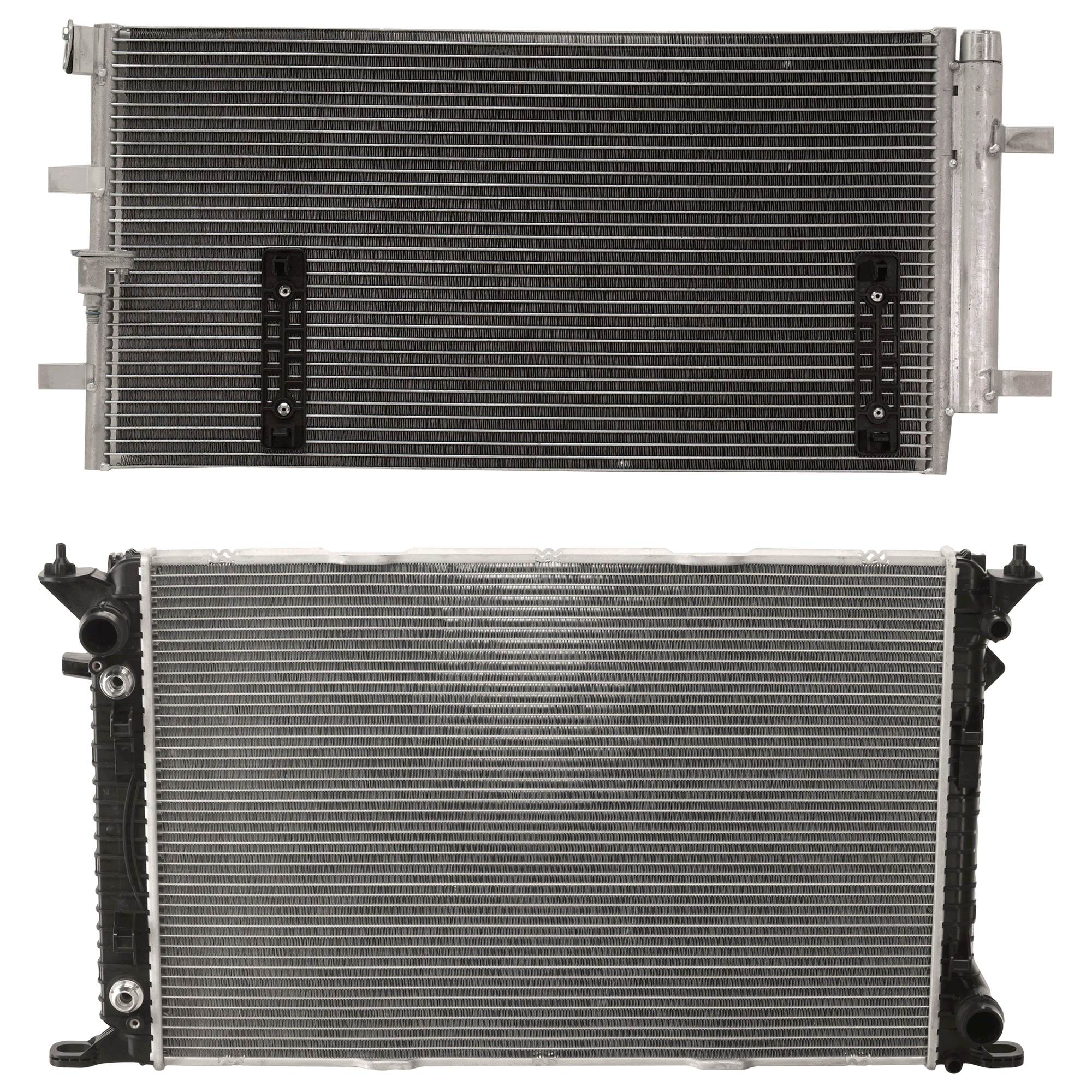 AM A5 QUATTRO 08-10 S5-10-17 A C CONDENSER RADIATOR KIT 2 pc kit 3.2L and 3.0L Eng. 6 Cyl. SKU KIT 072324-144 Partslink AU3030132 AU3010147 OEM 8K0260403AF 8K0121251AL