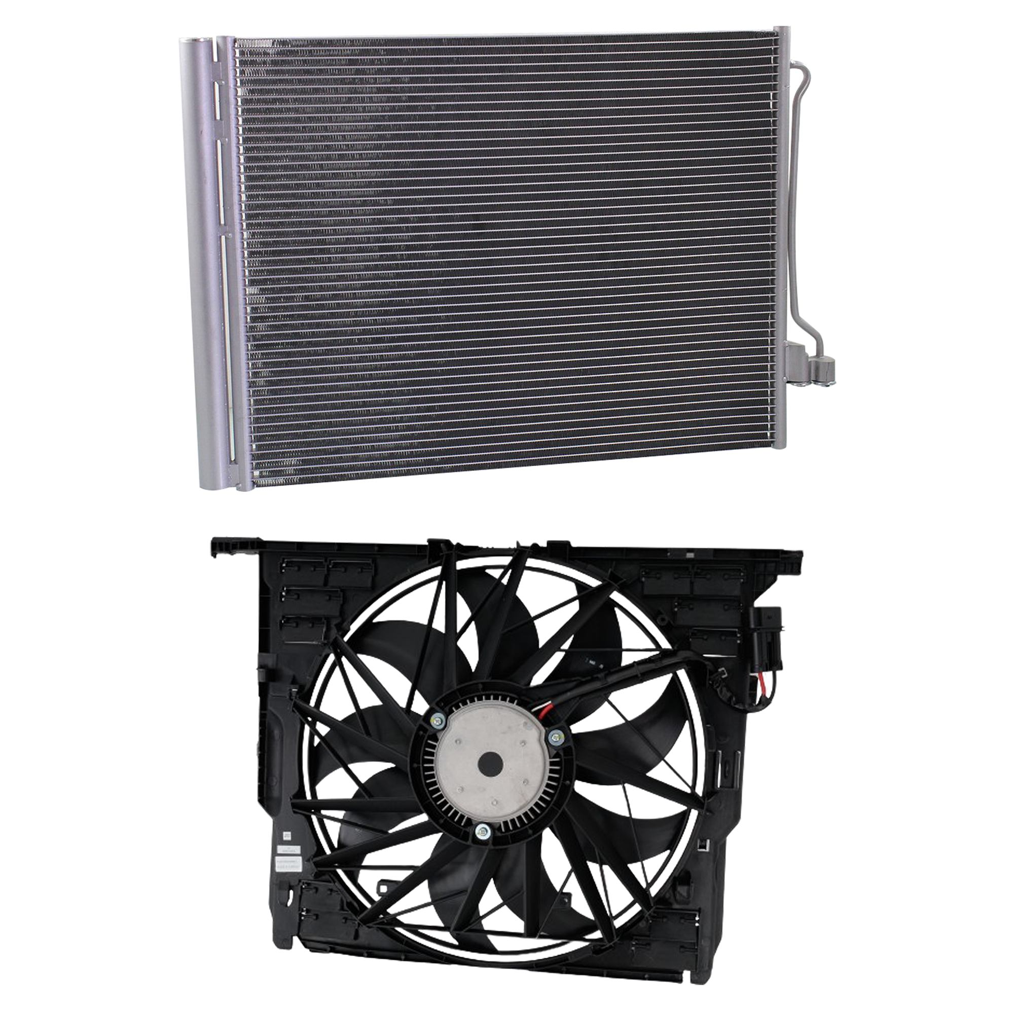 AM 5 SERIES 10-17-6 SERIES 12-19 A C CONDENSER RADIATOR KIT 2 pc kit 4.4L Eng. 8 Cyl. SKU KIT 072324-149 Partslink BM3030128 BM3115120 OEM 64536805452-17428509743