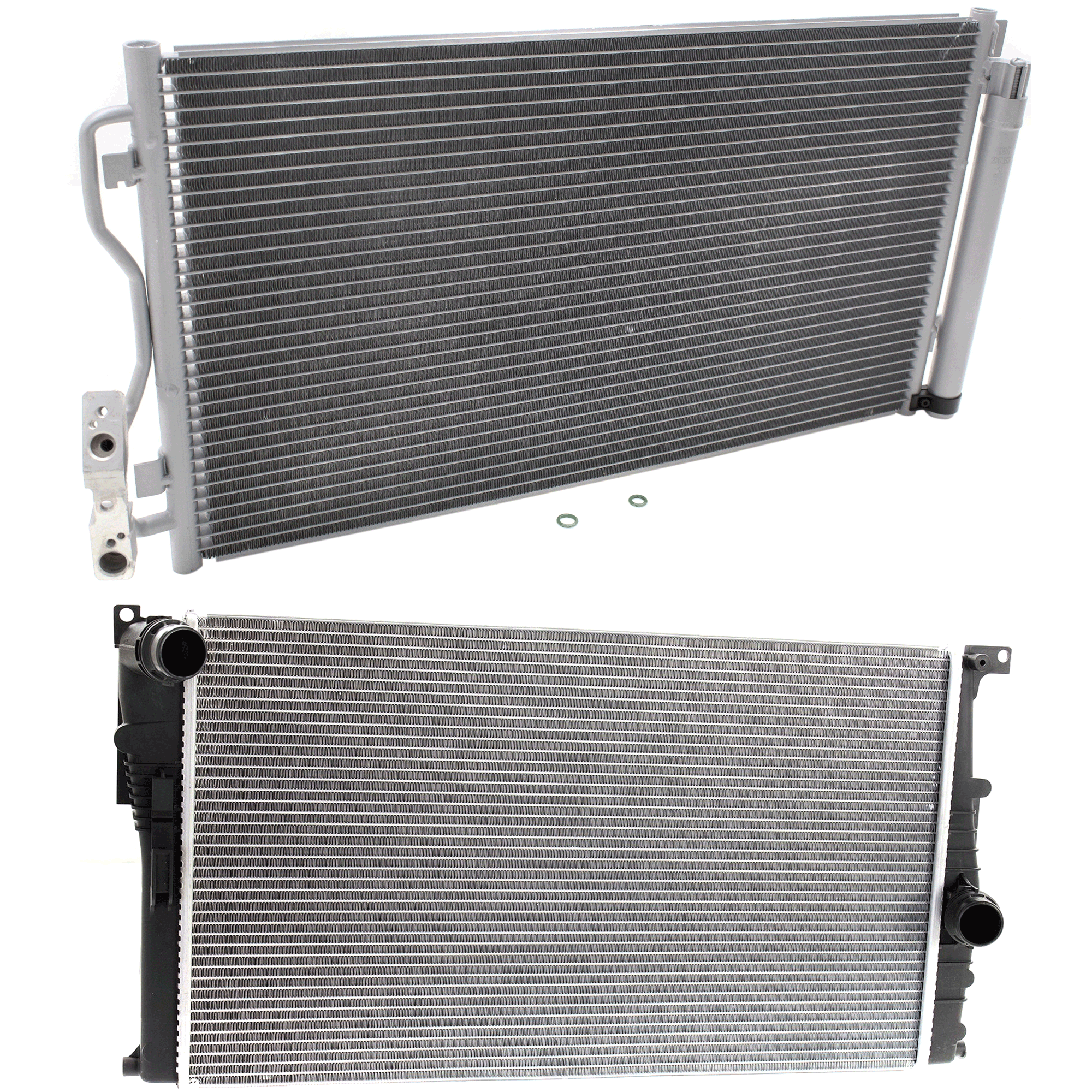 AM 3 SERIES 12-18-4 SERIES 14-16 A C CONDENSER RADIATOR KIT 2 pc kit 2.0L Eng. and 3.0L Eng. 4 Cyl. and 6 Cyl. I3 I3S 0.6L Eng. 2 Cyl. SKU KIT 072324-158 Partslink BM3030133 BM3010174 OEM 64506804722-17118678027