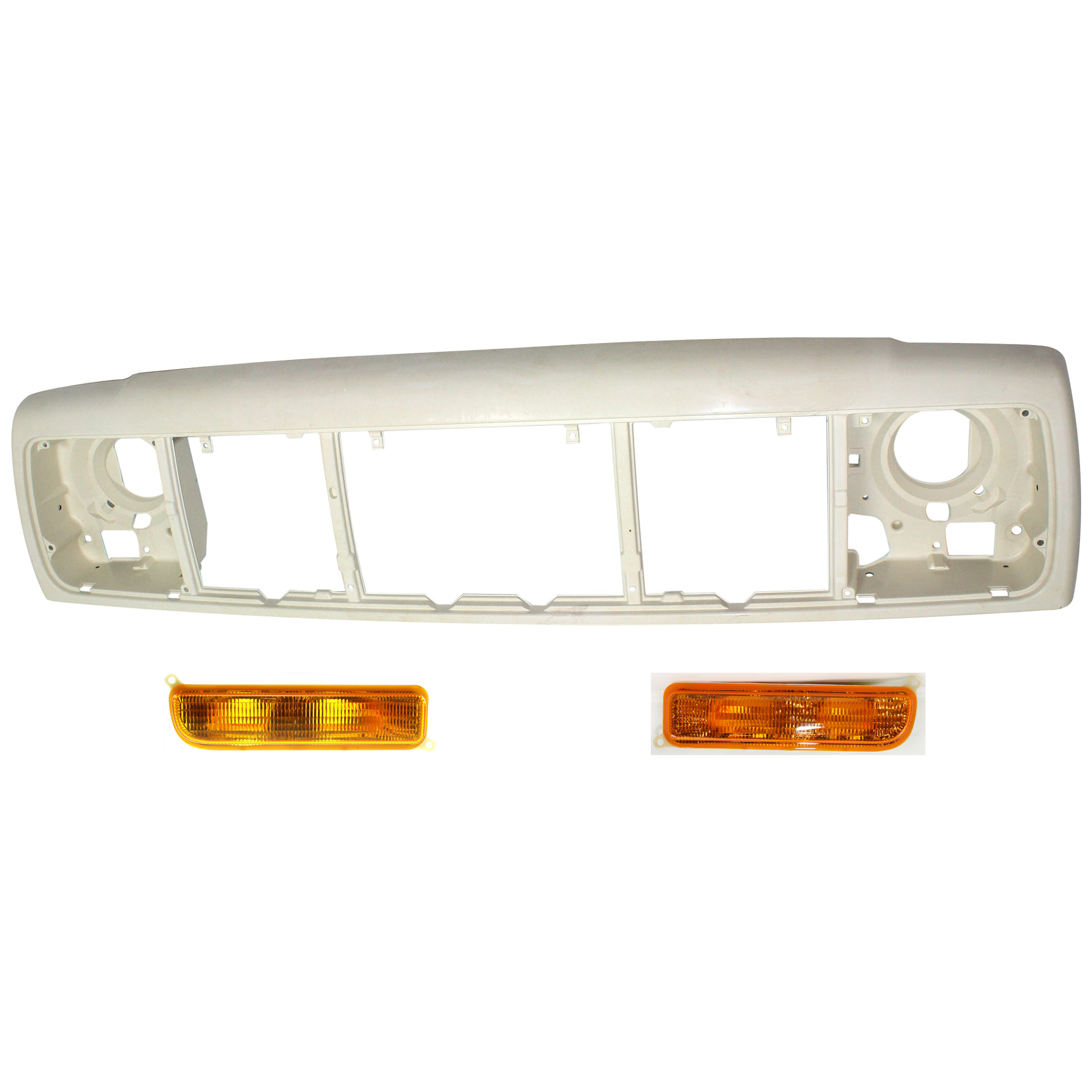 AM CHEROKEE 97-01 HEADER PANEL 3 pc Kit Thermoplastic PTM with Turn Signal Light SKU KIT 072324-174 Partslink CH1220115 CH2520127 CH2521127 OEM 55055233AF 55055233AE 55055143