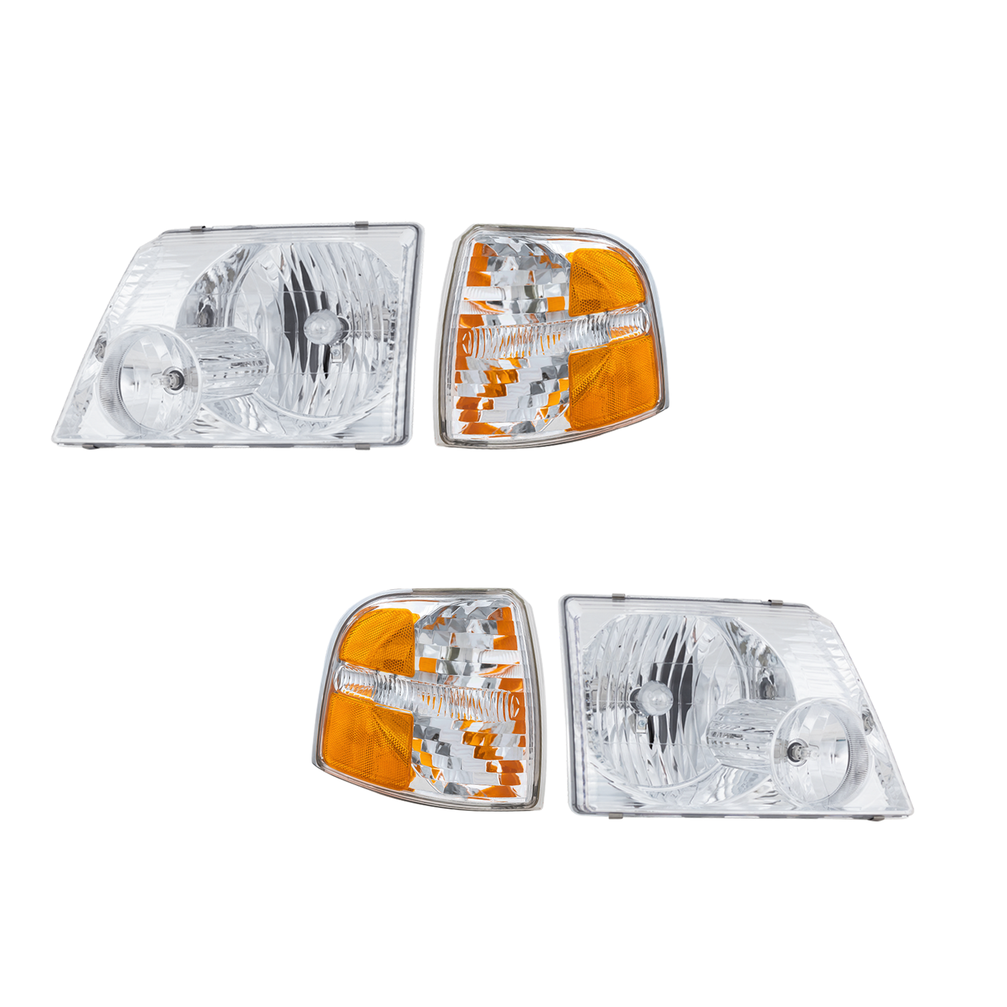 AM EXPLORER 02-04 HEADER PANEL 5 pc Kit Grille Opening Panel with Corner Light and Headlight SKU KIT 072324-191 Partslink FO1221123 FO2521167 FO2520167 FO2503176 FO2502176 OEM 1L2Z8190AA 1L2Z13200AA 1L2Z132