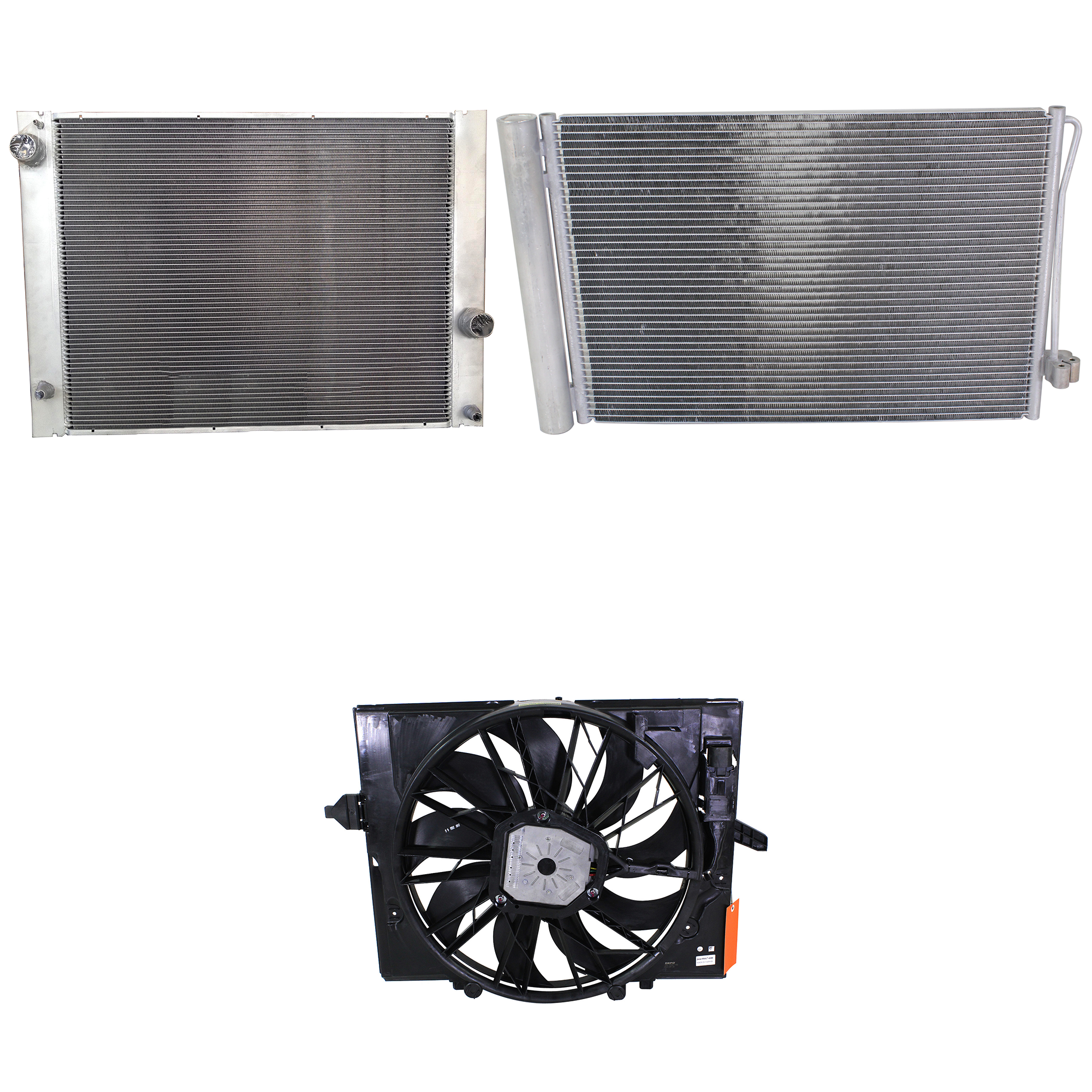 AM 5 SERIES 06-10 A C CONDENSER RADIATOR COOLING FAN KIT 3 pc kit 3.0L Eng. 6 Cyl. SKU KIT 072324-21 Partslink BM3030121 BM3115107 BM3010153 OEM 64509122825-17427543282-171175