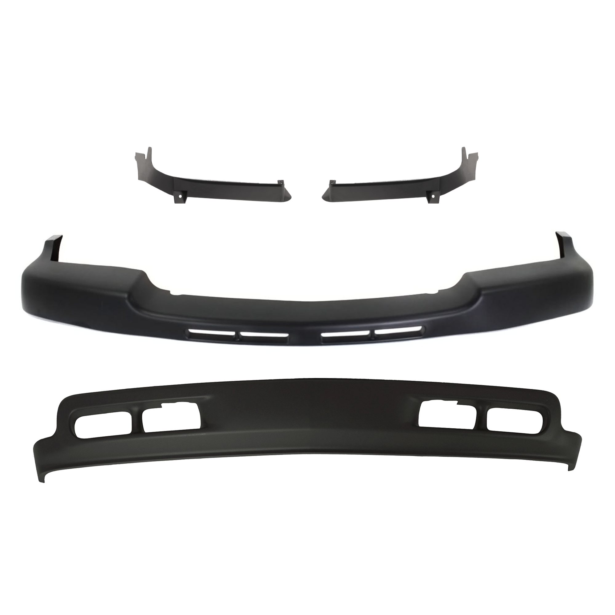 AM SILVERADO 2500 HD 3500-01-02 FRONT BUMPER MOLDING 4 pc kit Face Bar Trim Textured w Valance SKU KIT 072324-220 Partslink GM1051106 GM1088166 GM1089166 GM1092167 OEM 15035437-15035438-15746399-150