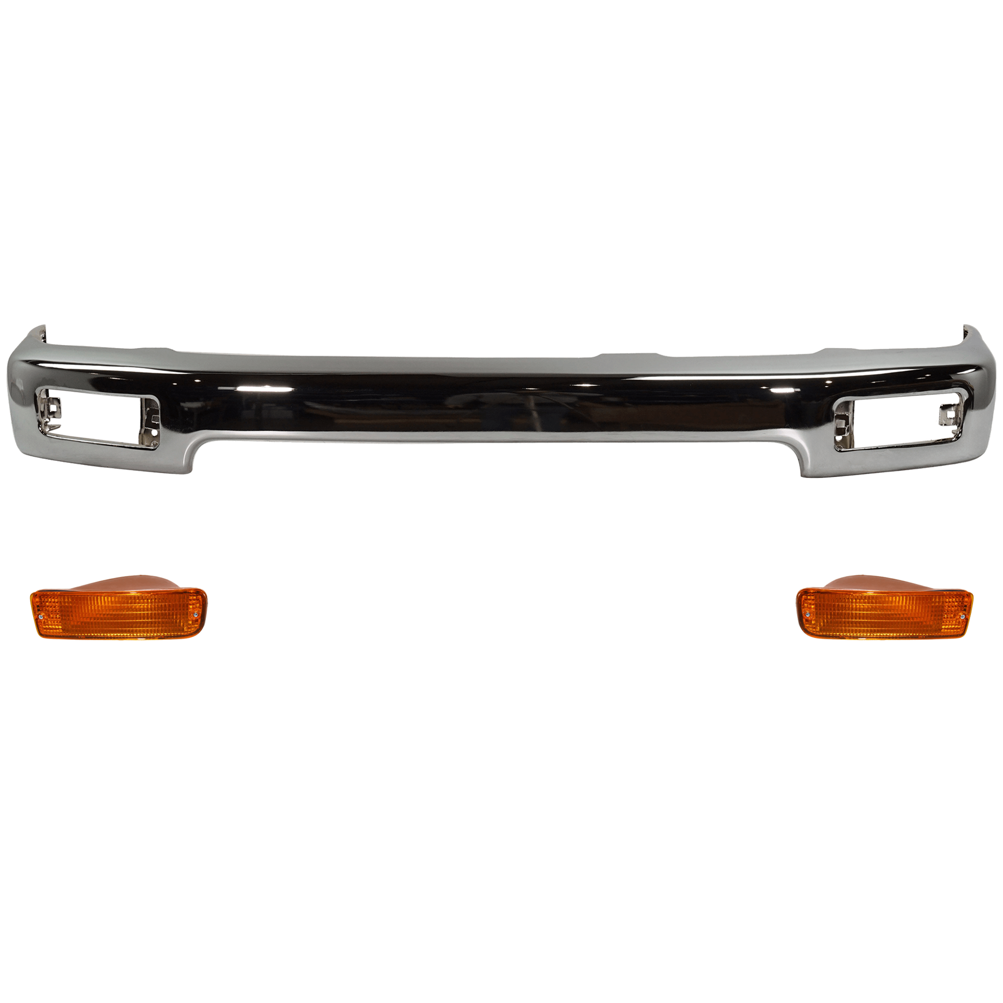 AM 4RUNNER 96-98 FRONT BUMPER 3 pc kit w Turn Signal Light Face Bar Chrome Base SR5 Models SKU KIT 072324-237 Partslink TO1002162 TO2530125 TO2531125 OEM 5210135300-8152035120-81510351