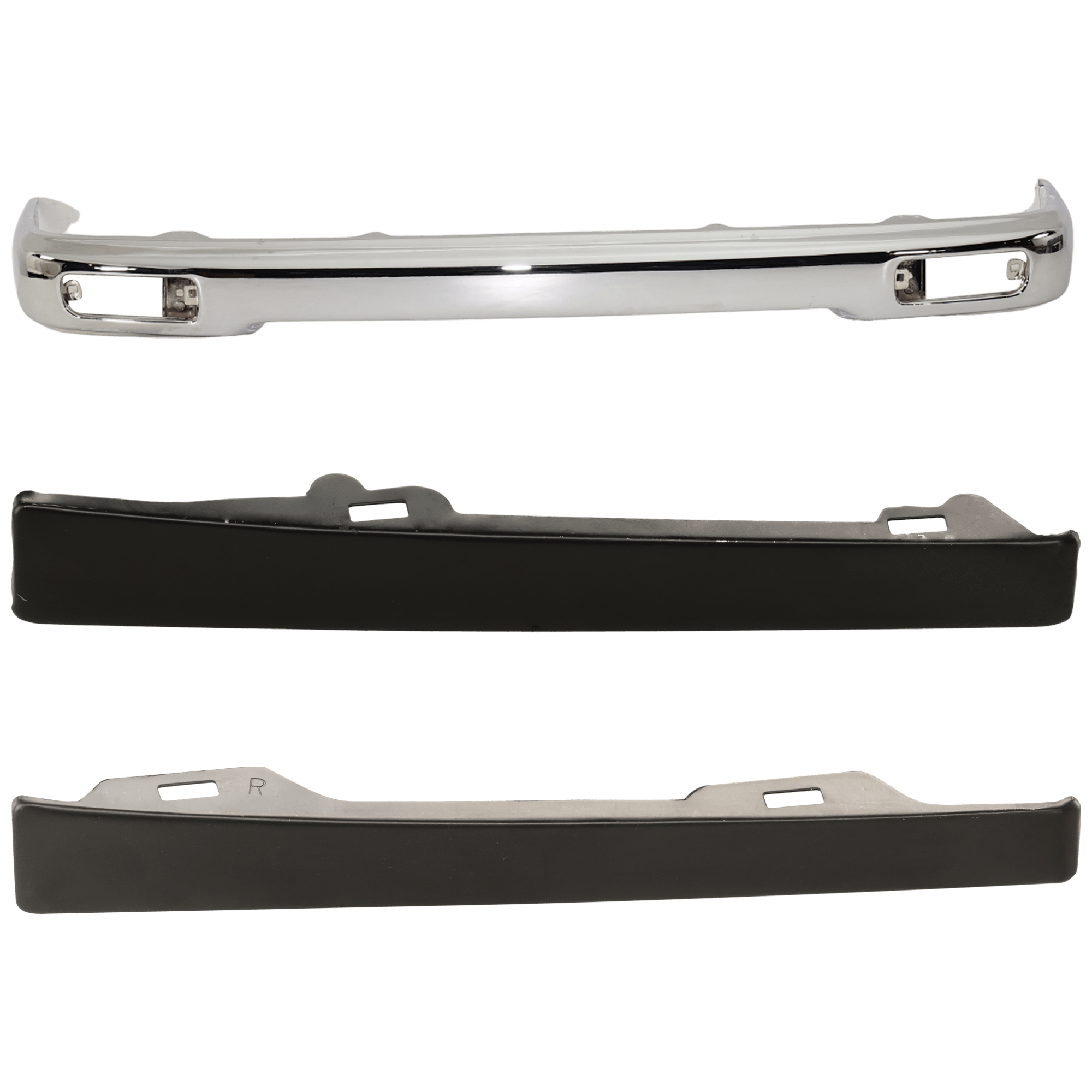 AM TACOMA 95-97 FRONT BUMPER 3 pc kit w Headlight Filler Chrome 2WD SKU KIT 072324-250 Partslink TO1002154 TO1088101 TO1089101 OEM 5210104060-5251335010-52512350