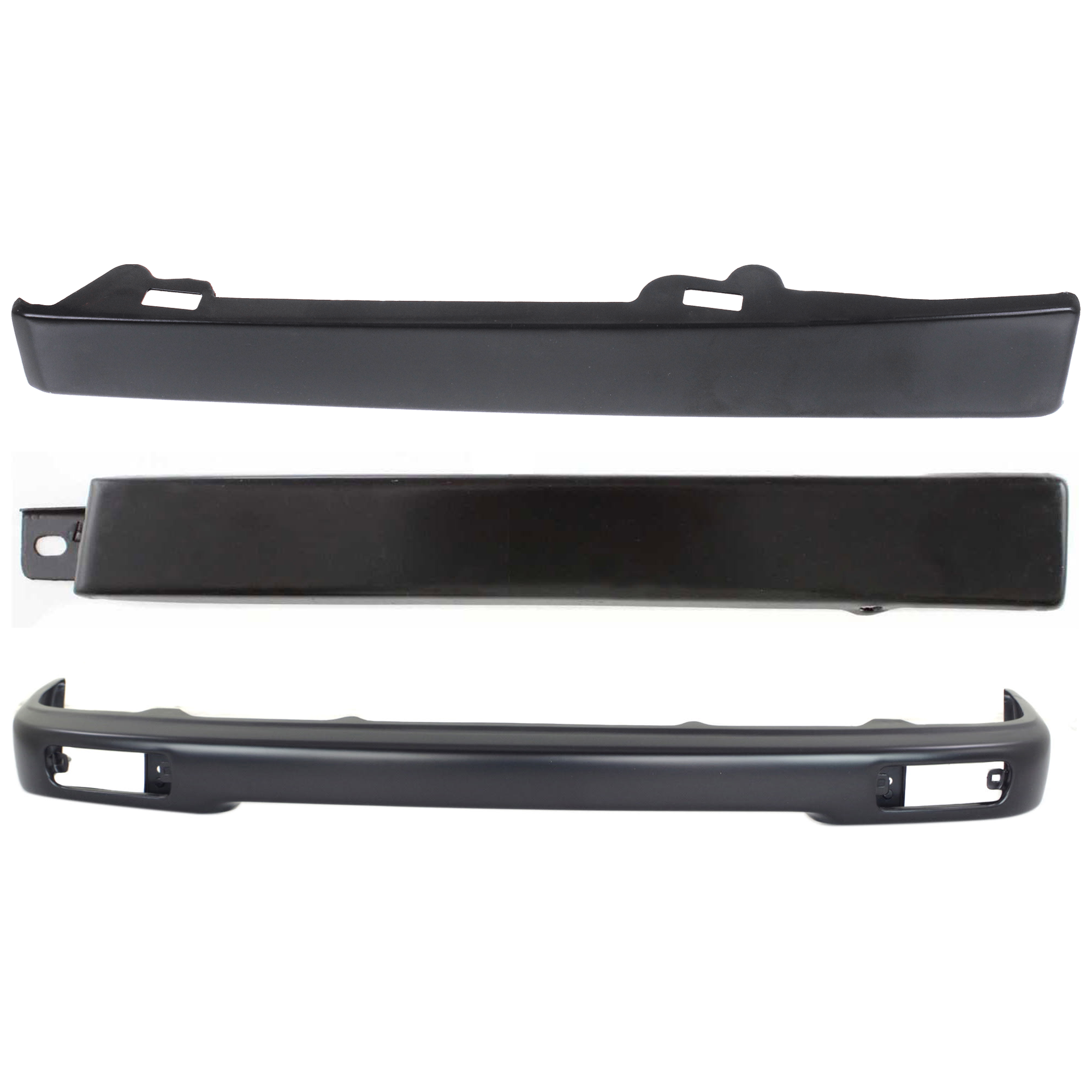 AM TACOMA 95-97 FRONT BUMPER 3 pc kit w Bumper Filler Black 2WD SKU KIT 072324-251 Partslink TO1002153 TO1088102 TO1089102 OEM 5210104050-5251335040-52512350