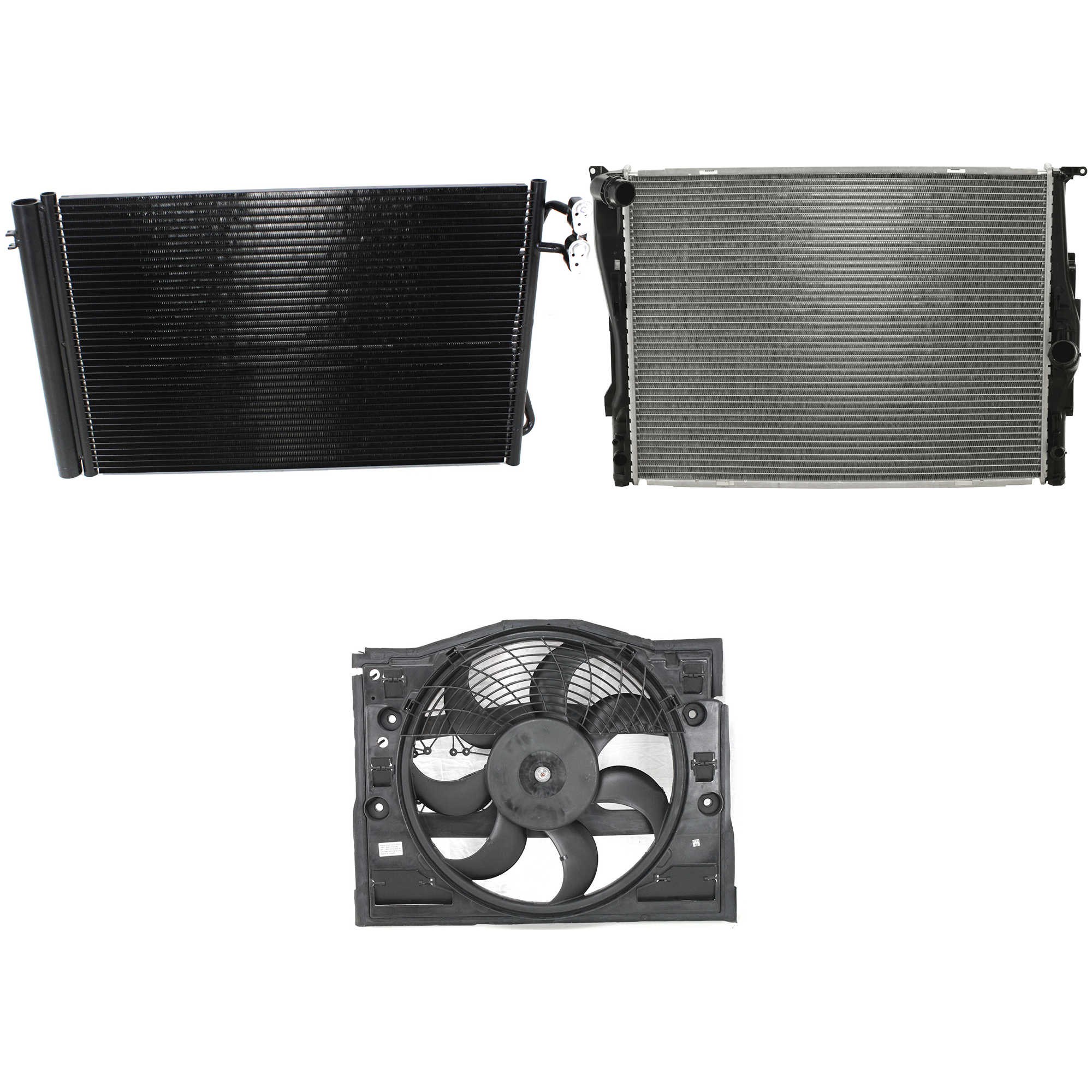 AM 325I 06-06 A C CONDENSER FAN ASSEMBLY 3.0L Eng. 6 Cyl. 3 pc kit with Cooling Fan Assembly and Radiator SKU KIT 072324-31 Partslink BM3030124 BM3020100 BM3000148 OEM 64539229022-64546988913-171175