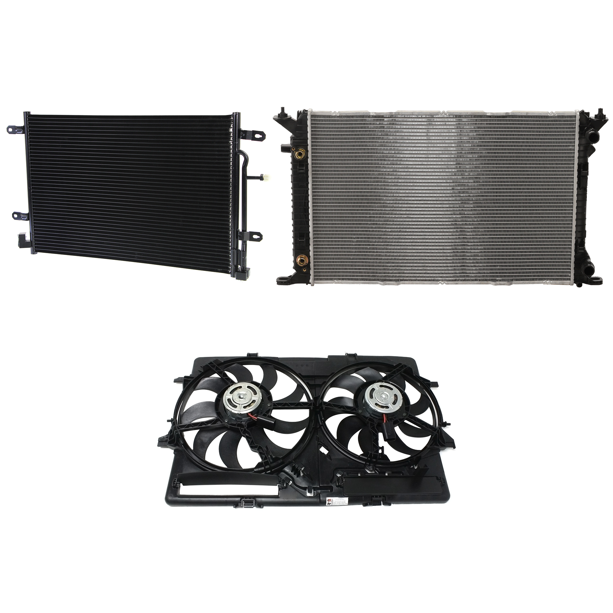 AM A4 A4 QUATTRO 09-09 A C CONDENSER RADIATOR COOLING FAN KIT 3 pc kit 2.0L Eng. 4 Cyl. SKU KIT 072324-47 Partslink AU3030127 AU3115113 AU3010145 OEM 8E0260403T 8K0121207A PFM 8K01