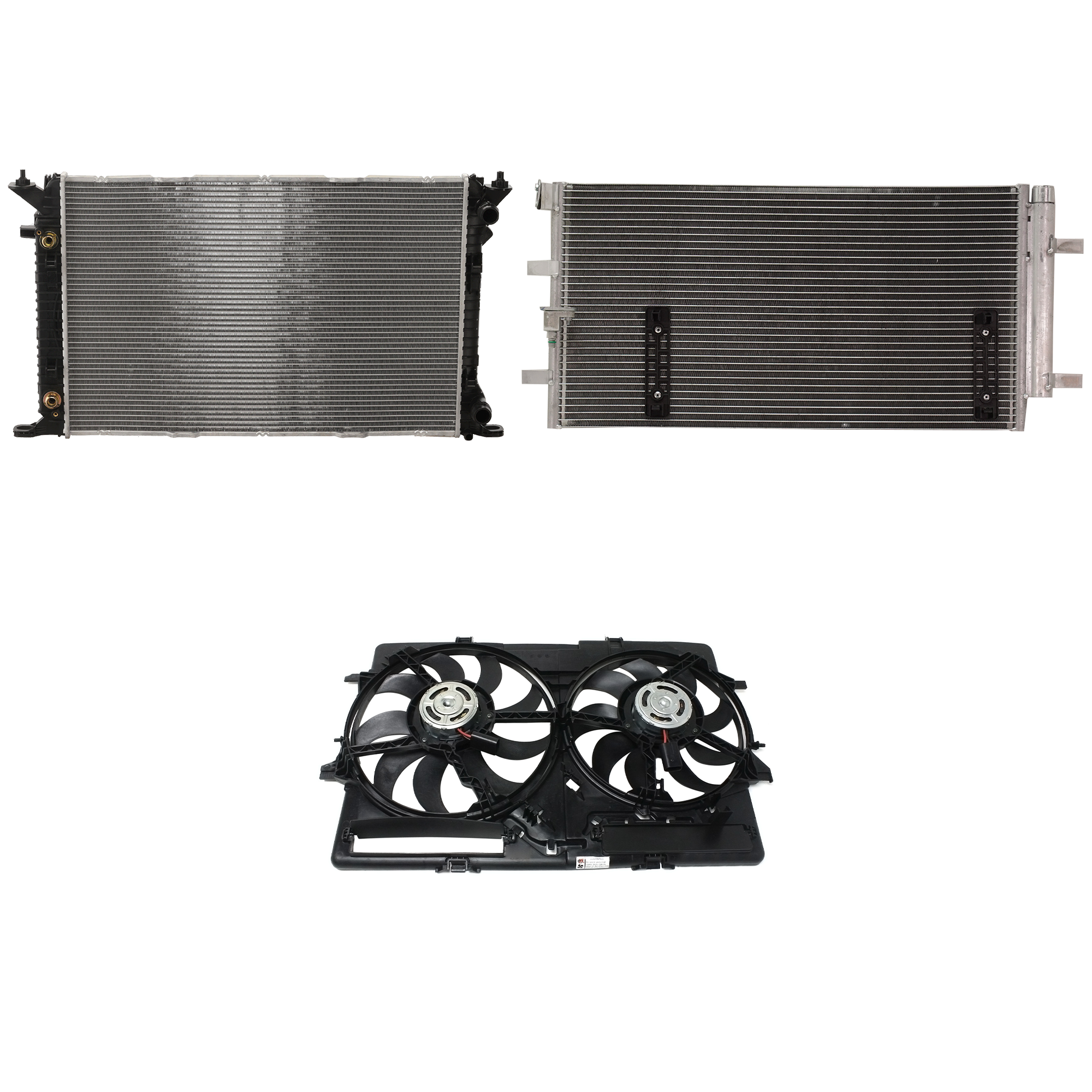 AM A4-09-16 A5-10-12 A C CONDENSER RADIATOR COOLING FAN KIT 3 pc kit 2.0L Eng. 4 Cyl. SKU KIT 072324-81 Partslink AU3030132 AU3115113 AU3010145 OEM 8K0260403AF 8K0121207A PFM 8K0