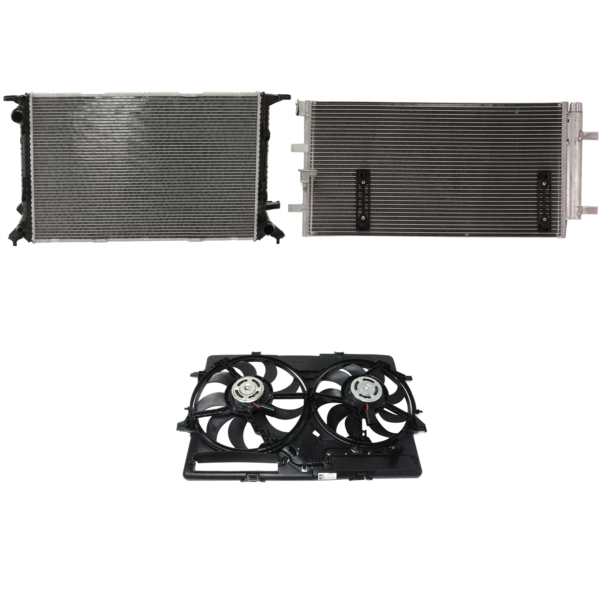 AM A5 QUATTRO 08-10 S4-13-15 A C CONDENSER RADIATOR COOLING FAN KIT 3 pc kit 3.2L and 3.0L Eng. 6 Cyl. SKU KIT 072324-82 Partslink AU3030132 AU3115113 AU3010148 OEM 8K0260403AF 8K0121207A PFM 8K0