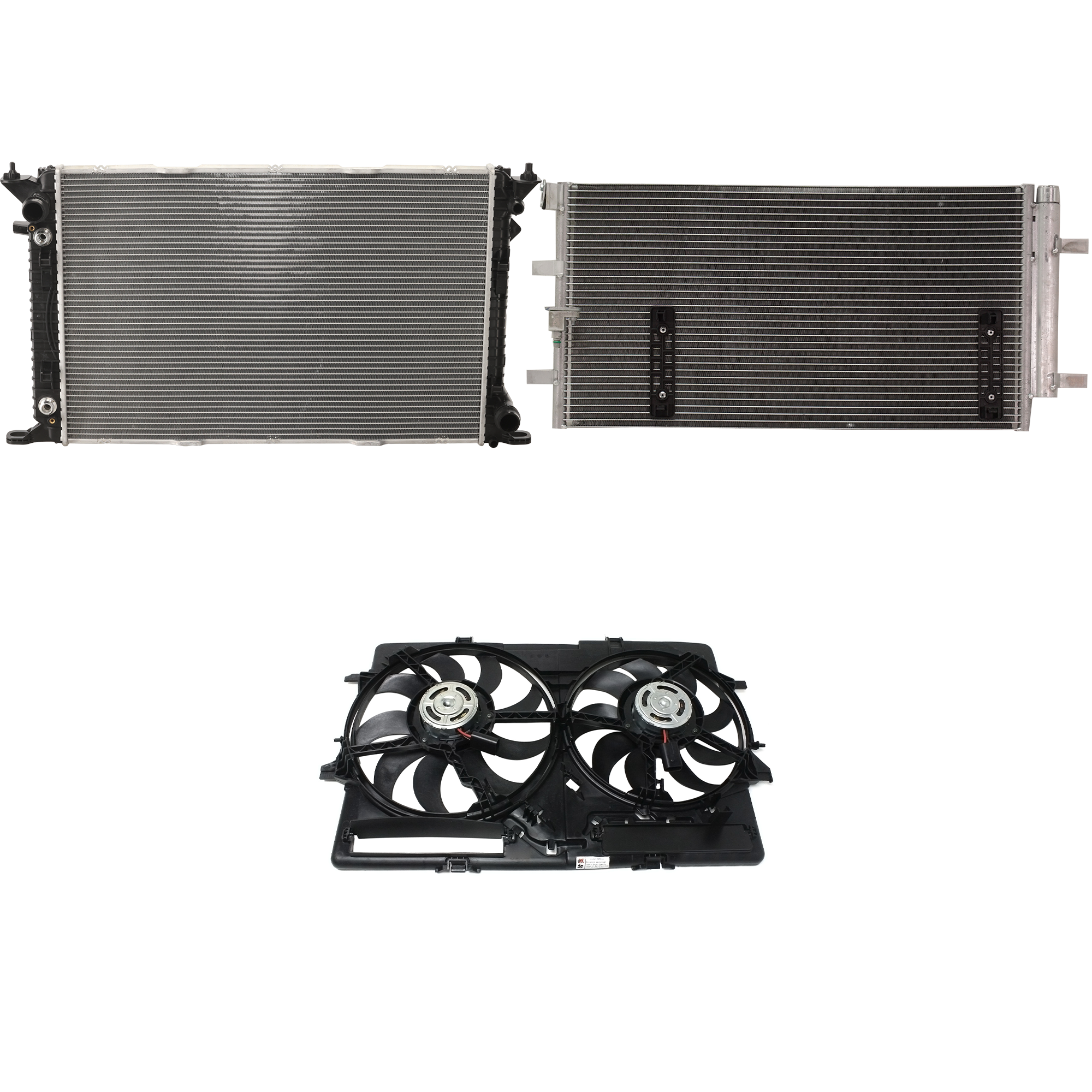 AM A5 QUATTRO 08-10 S4-13-15 A C CONDENSER RADIATOR COOLING FAN KIT 3 pc kit 3.2L and 3.0L Eng. 6 Cyl. SKU KIT 072324-83 Partslink AU3030132 AU3115113 AU3010147 OEM 8K0260403AF 8K0121207A PFM 8K0