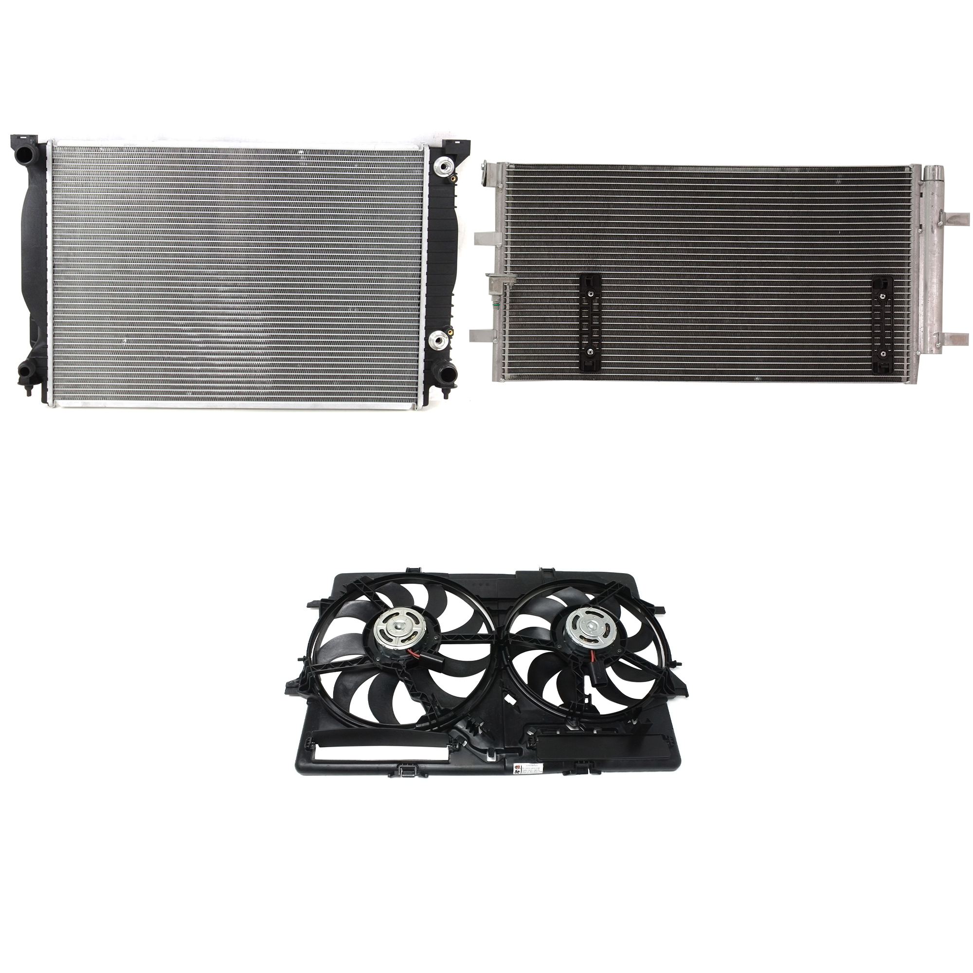 AM A4 QUATTRO 09-09 A C CONDENSER RADIATOR COOLING FAN KIT 3 pc kit 3.2L Eng. 6 Cyl. SKU KIT 072324-85 Partslink AU3030132 AU3115113 AU3010130 OEM 8K0260403AF 8K0121207A PFM 8E0