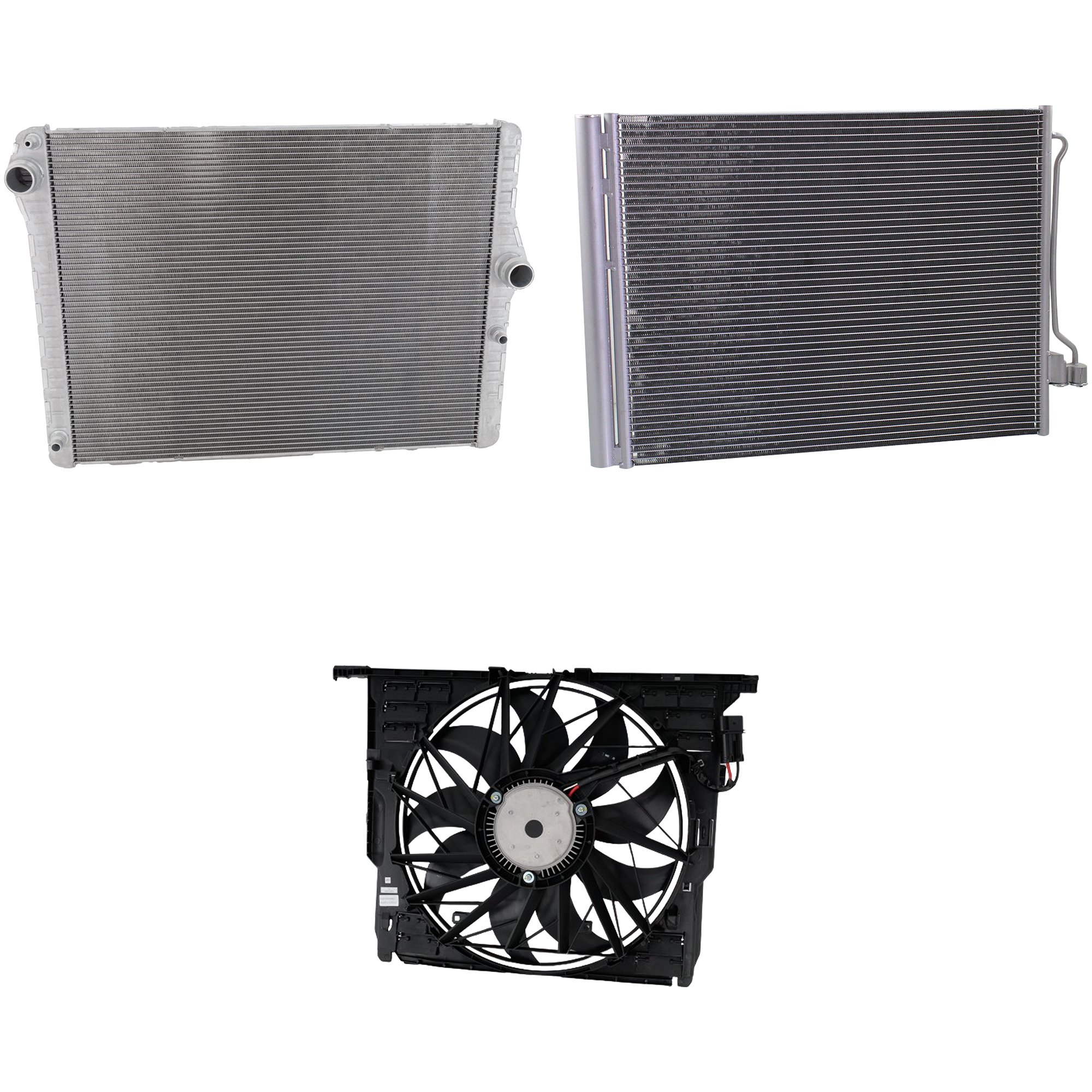 AM 5 SERIES 10-17-6 SERIES 12-19 A C CONDENSER RADIATOR COOLING FAN KIT 3 pc kit 4.4L Eng. 8 Cyl. SKU KIT 072324-87 Partslink BM3030128 BM3115120 BM3010192 OEM 64536805452-17428509743-171186