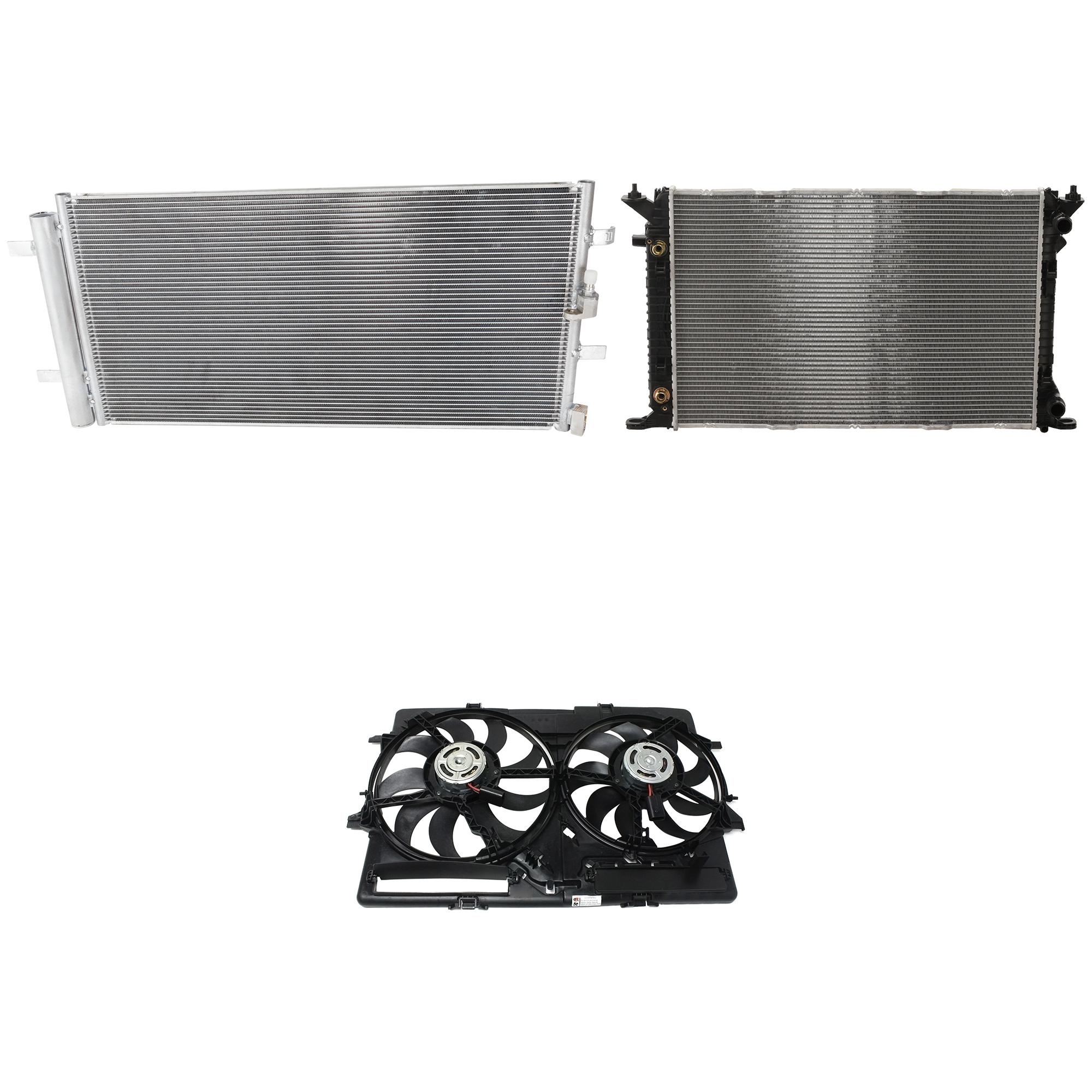 AM A6-12-15 A C CONDENSER RADIATOR COOLING FAN KIT 3 pc kit 2.0L Eng. 4 Cyl. SKU KIT 072324-89 Partslink AU3030134 AU3115113 AU3010145 OEM 4G0260403B 8K0121207A PFM 8K01